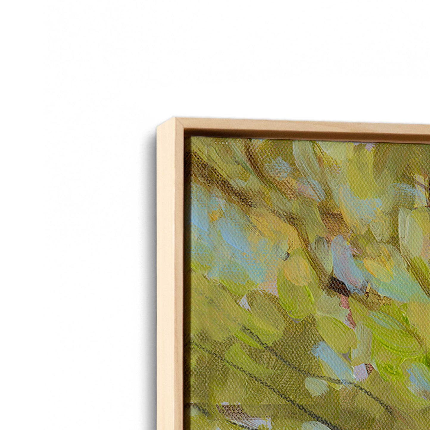 [Color:American Maple], Picture of art in a American Maple frame at an angle