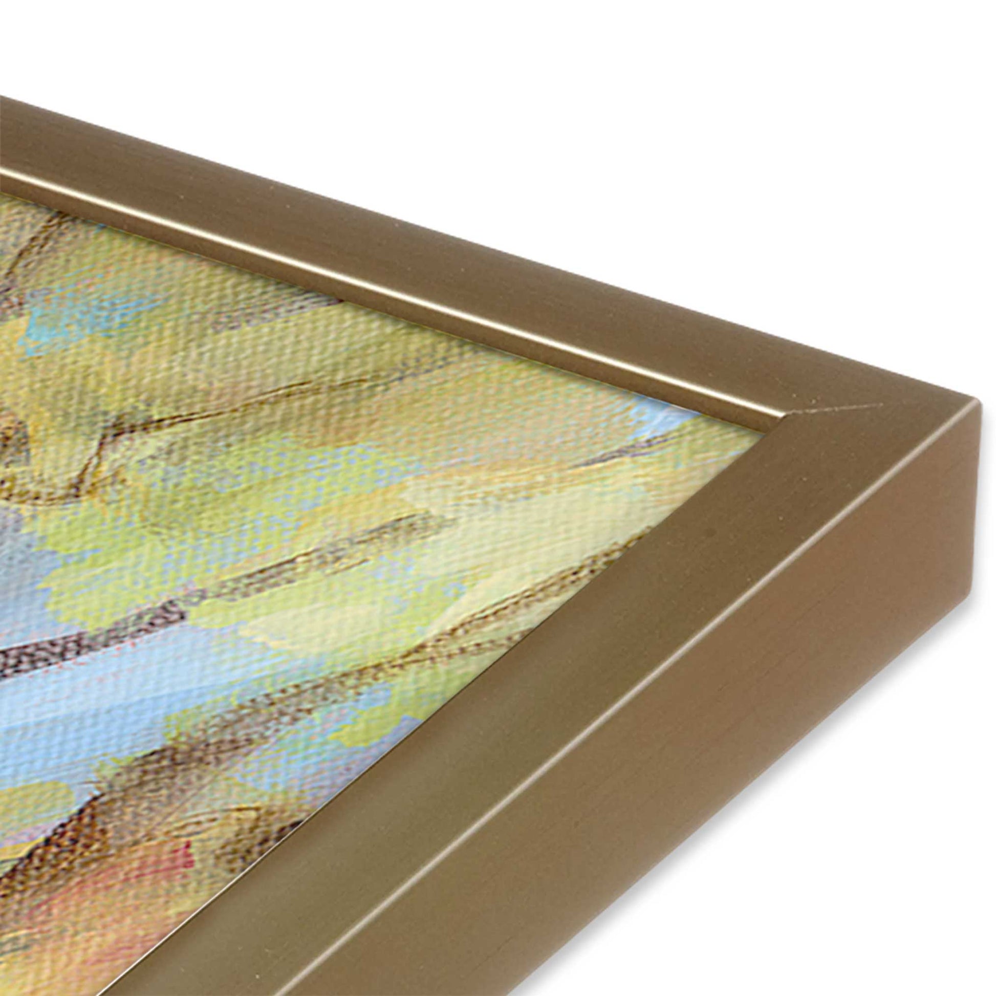 [Color:Brushed Gold], Picture of art in a Brushed Gold frame at an angle