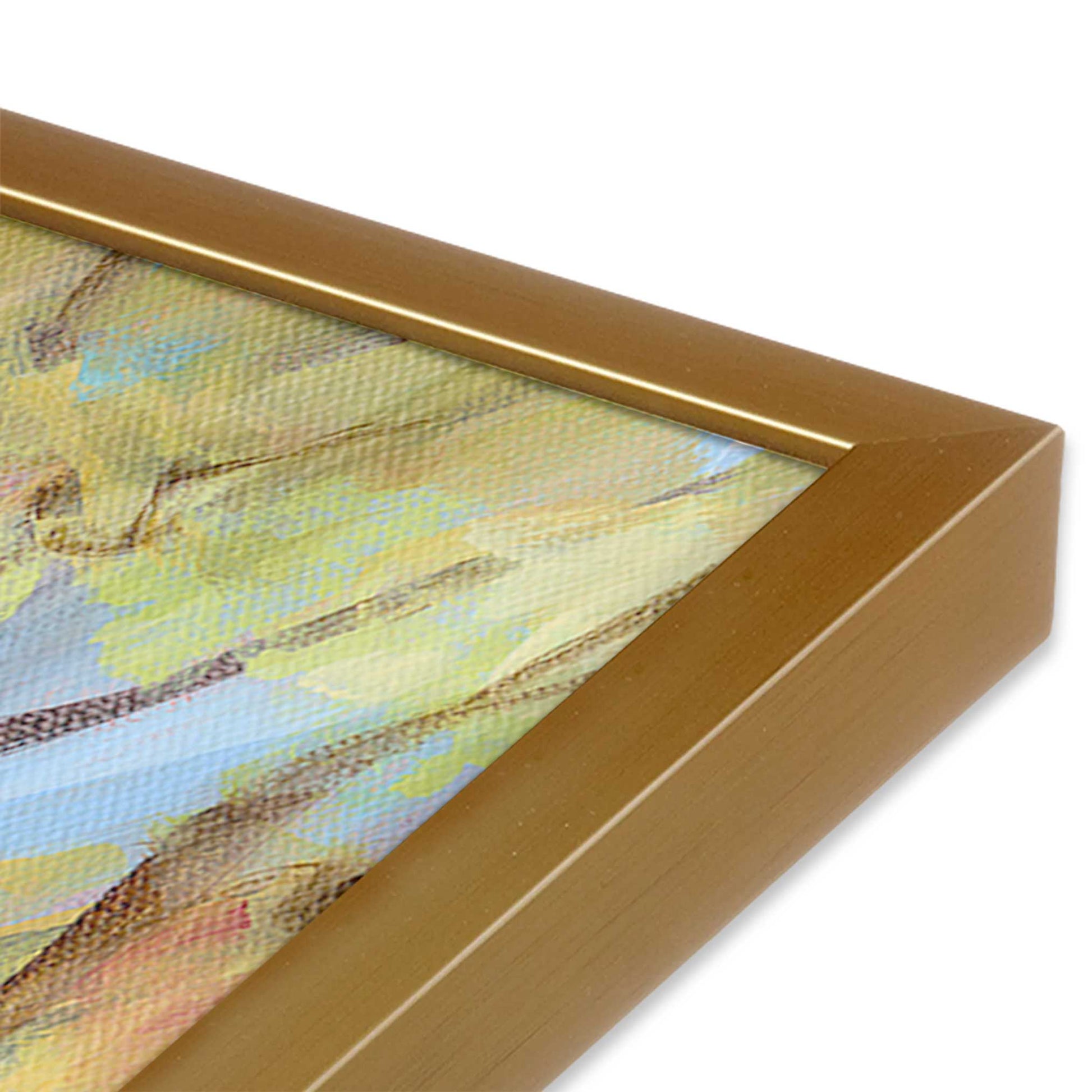 [Color:Polished Gold], Picture of art in a Polished Gold frame at an angle
