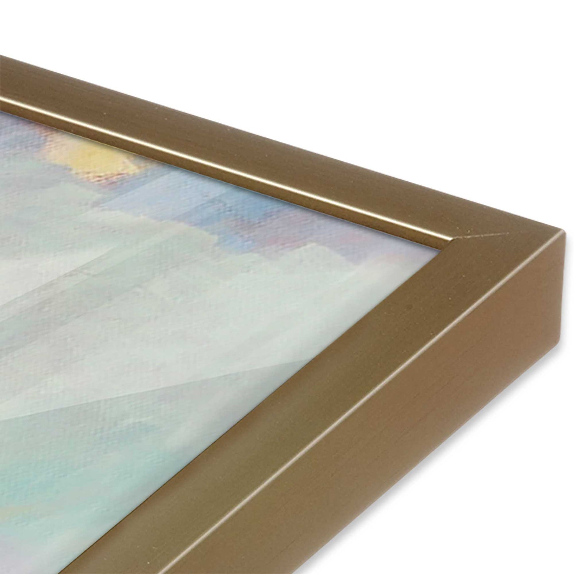 [Color:Brushed Gold], Picture of art in a Brushed Gold frame at an angle