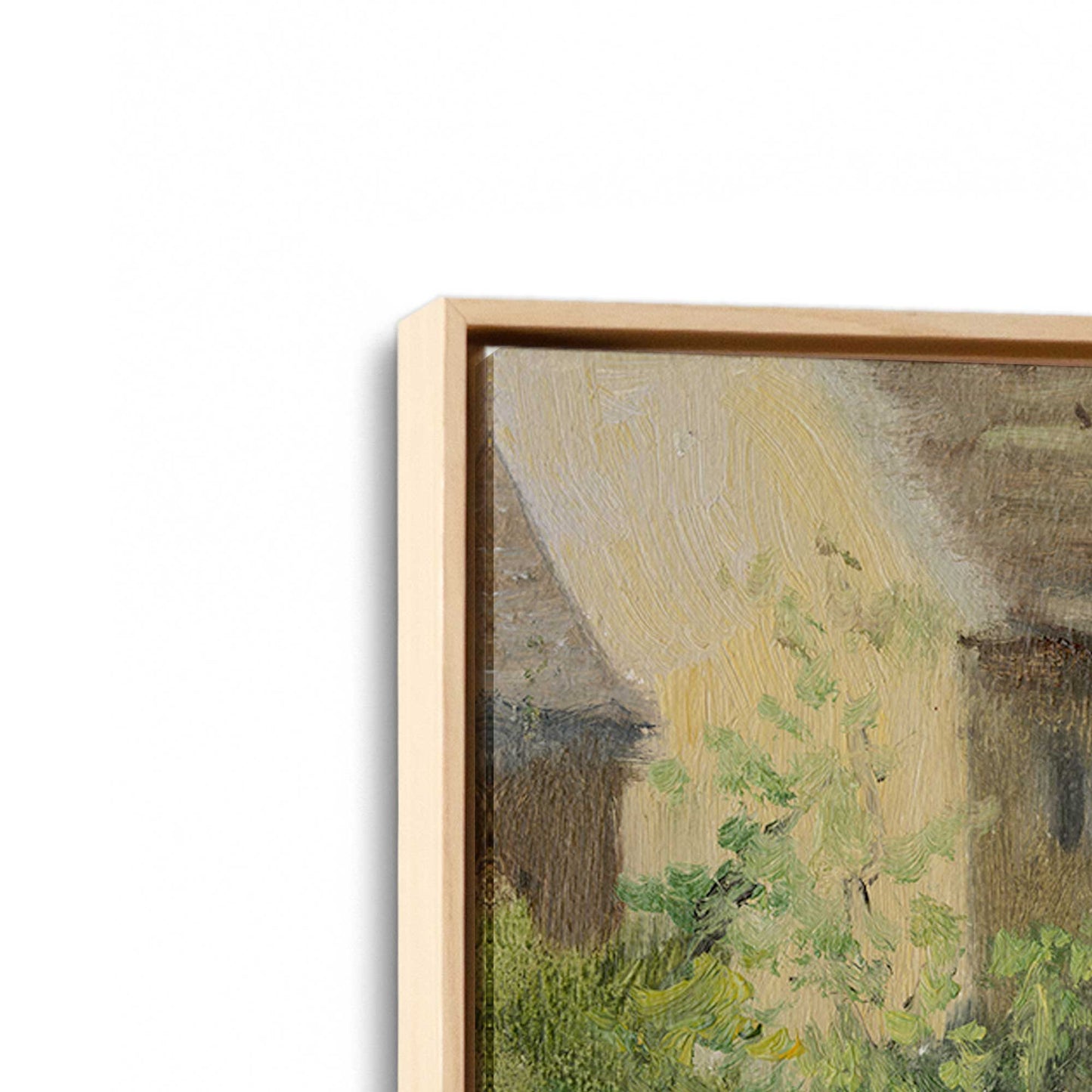 [Color:American Maple], Picture of art in a American Maple frame at an angle