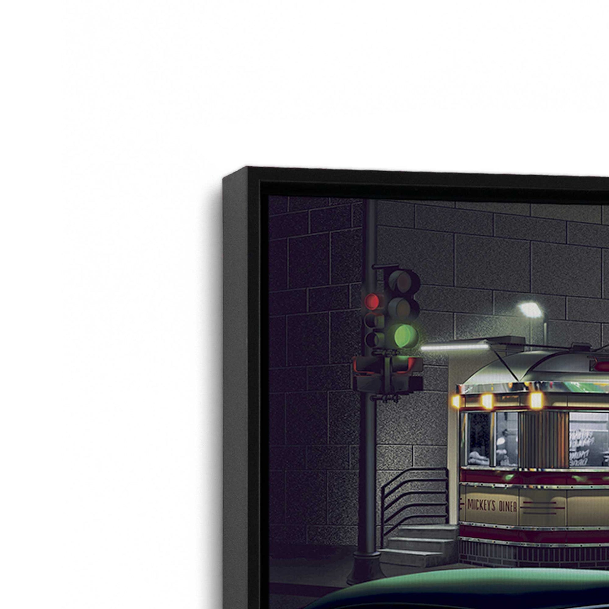 [Color:Satin Black], Picture of art in a Satin Black frame at an angle