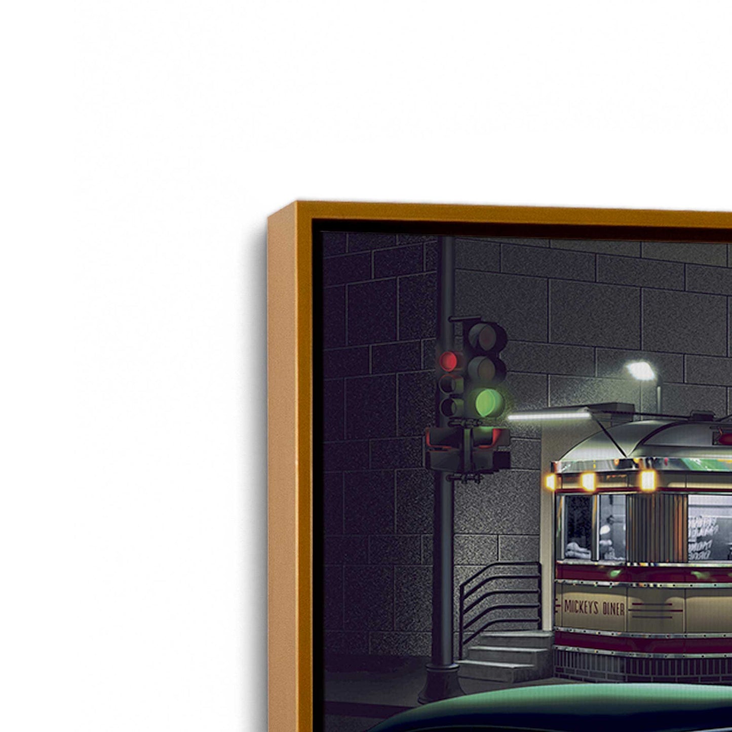 [Color:Polished Gold], Picture of art in a Polished Gold frame at an angle