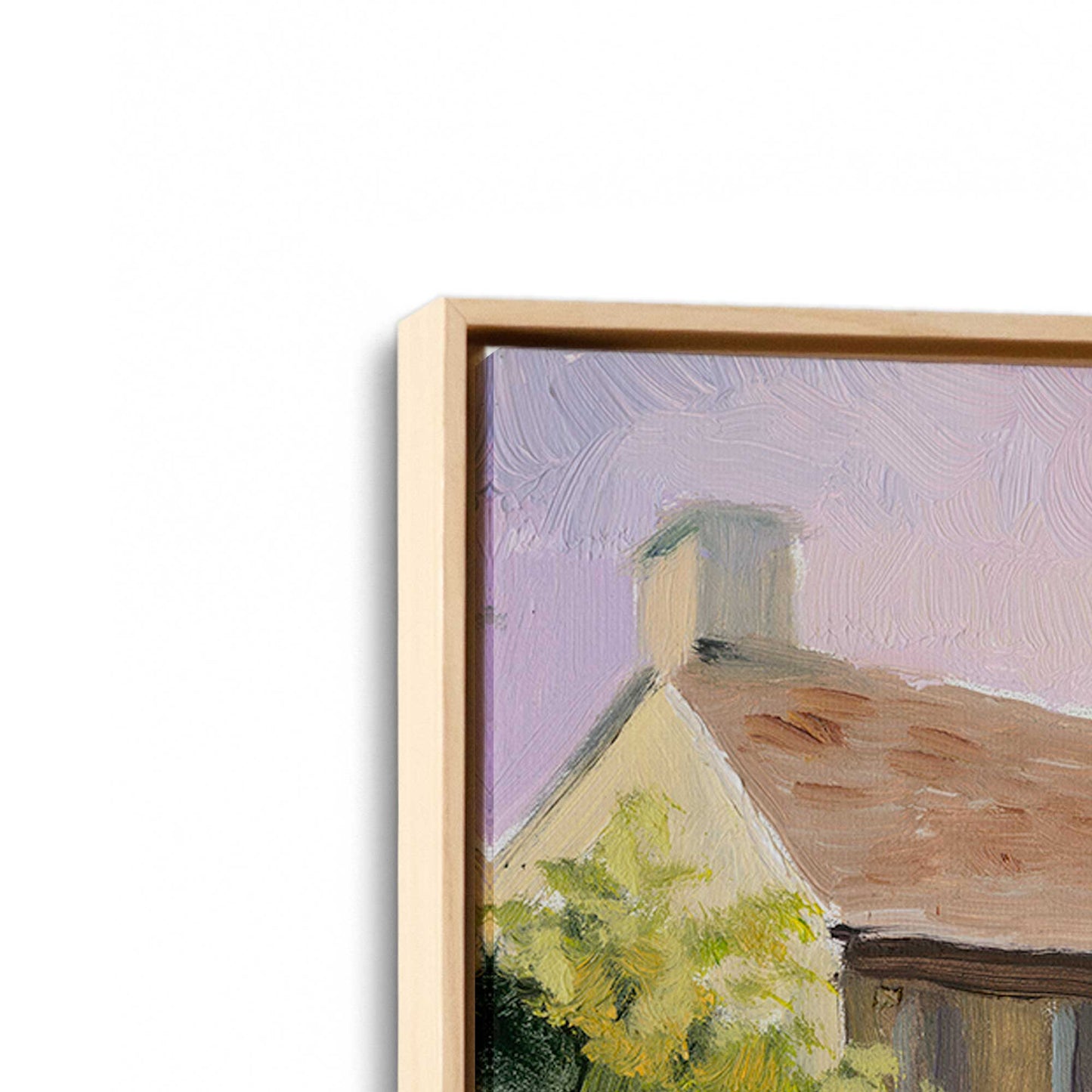 [Color:American Maple], Picture of art in a American Maple frame at an angle