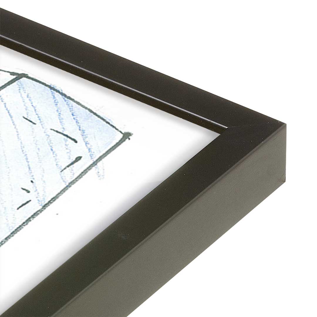 [Color:Satin Black], Picture of art in a Satin Black frame at an angle