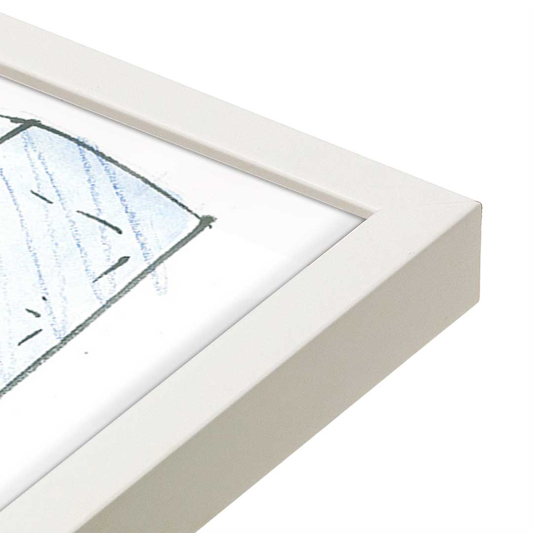 [Color:Opaque White], Picture of art in a Opaque White frame at an angle