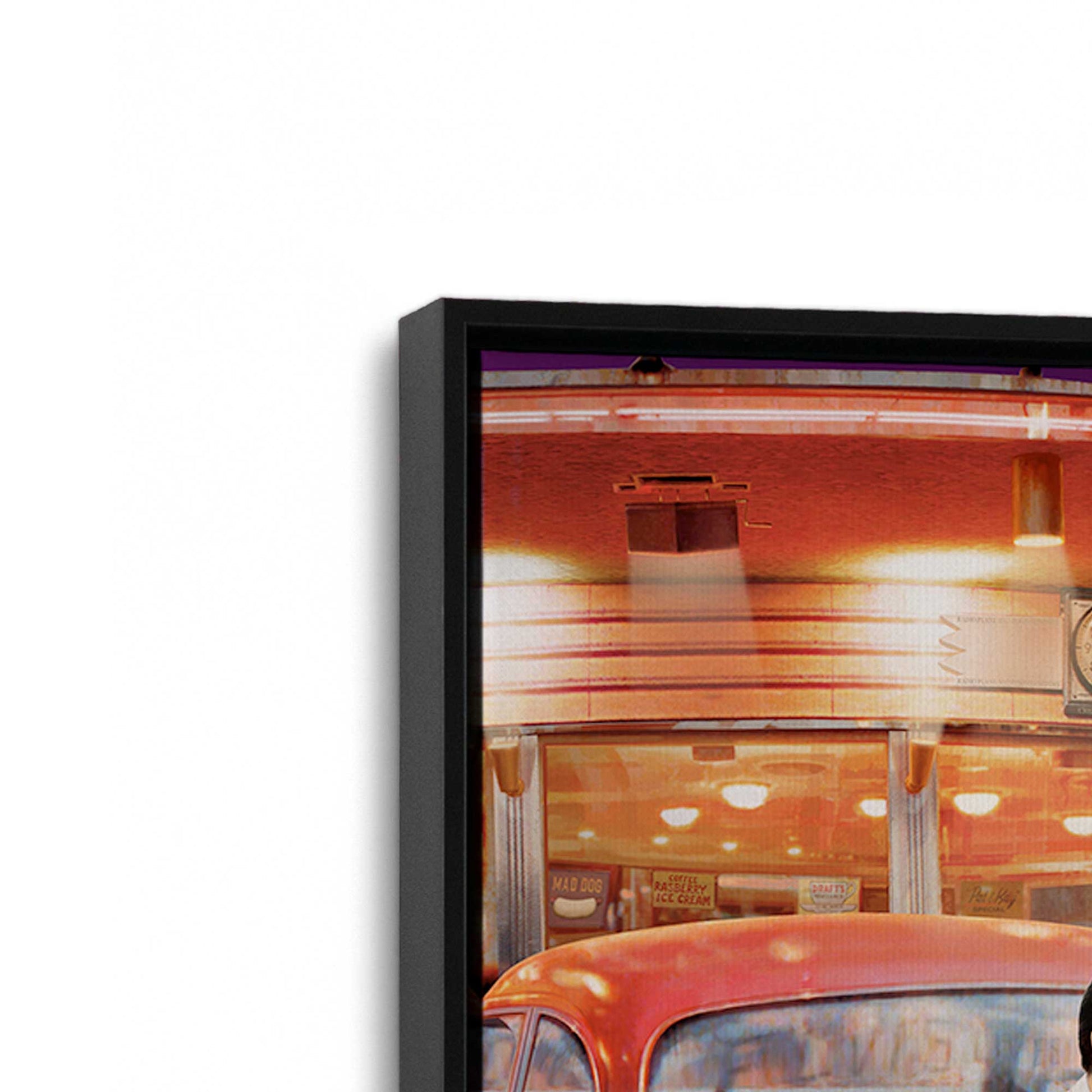 [Color:Satin Black], Picture of art in a Satin Black frame at an angle