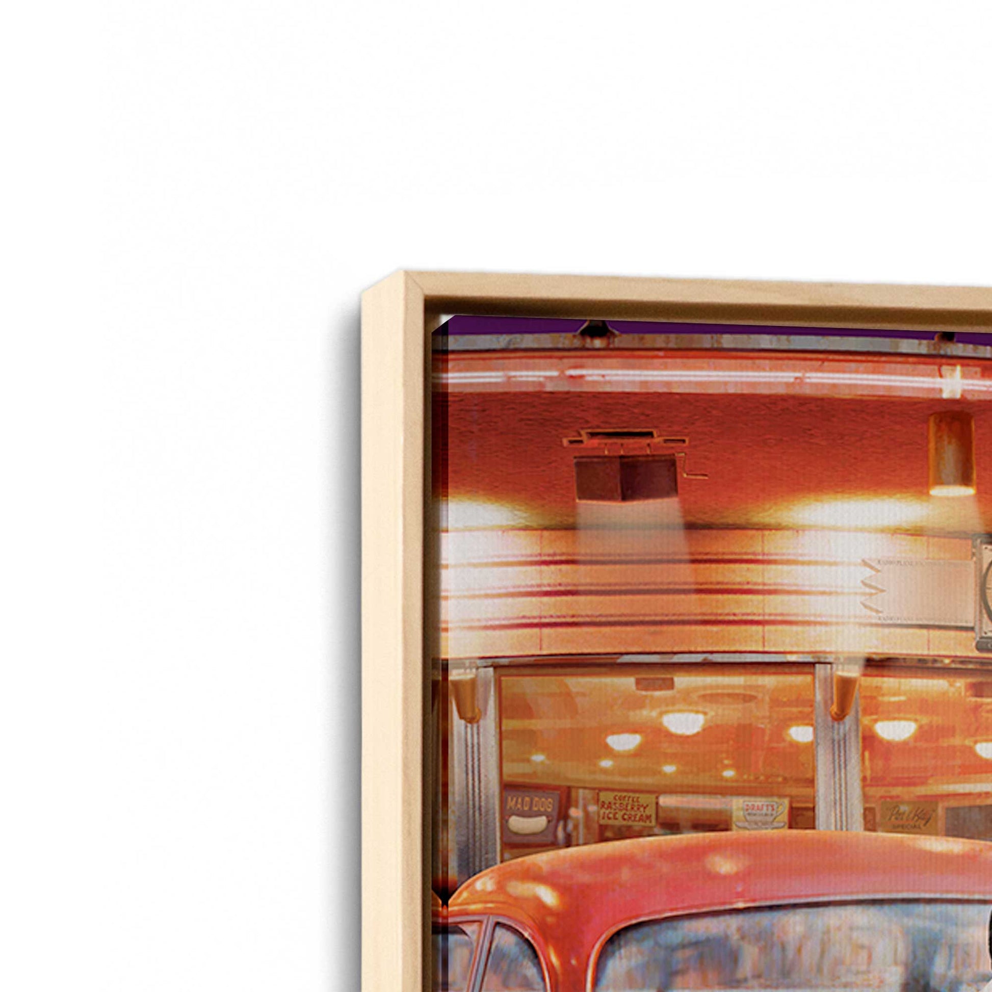 [Color:American Maple], Picture of art in a American Maple frame at an angle