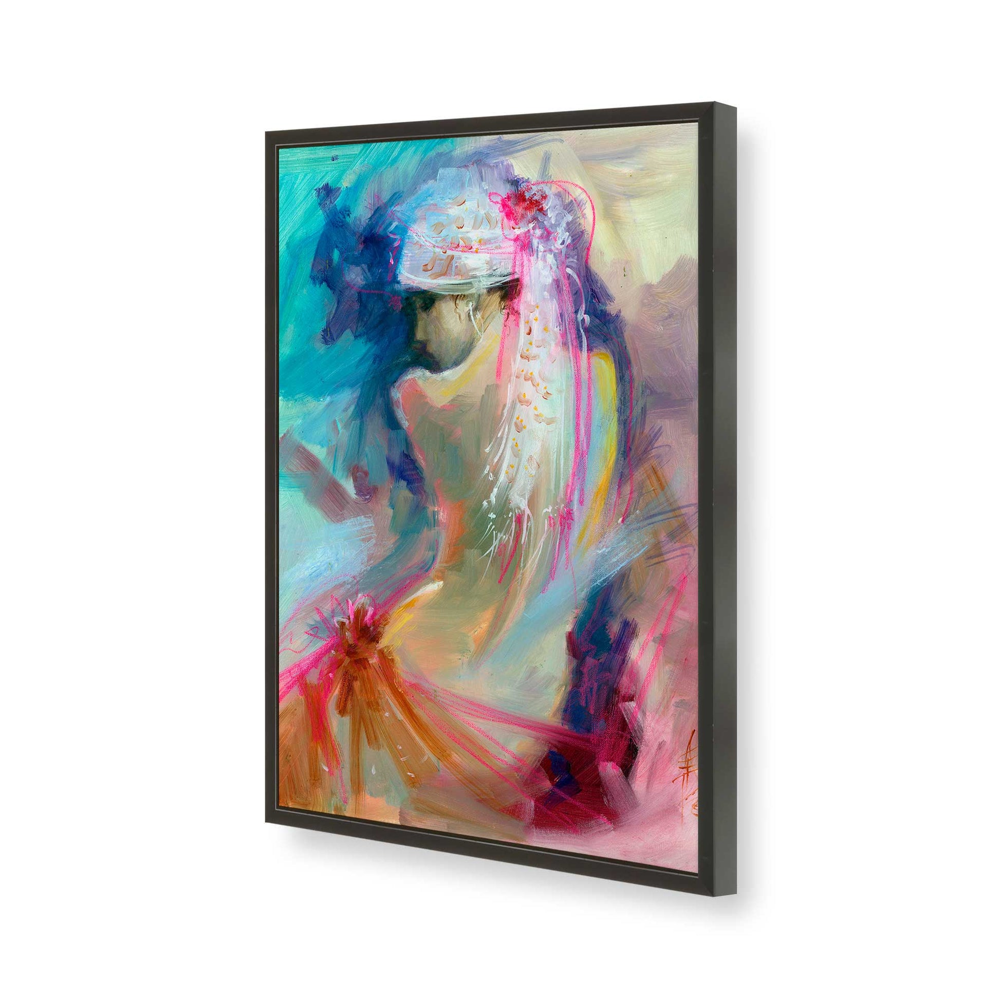 [Color:Satin Black], Picture of art in a Satin Black frame of the corner