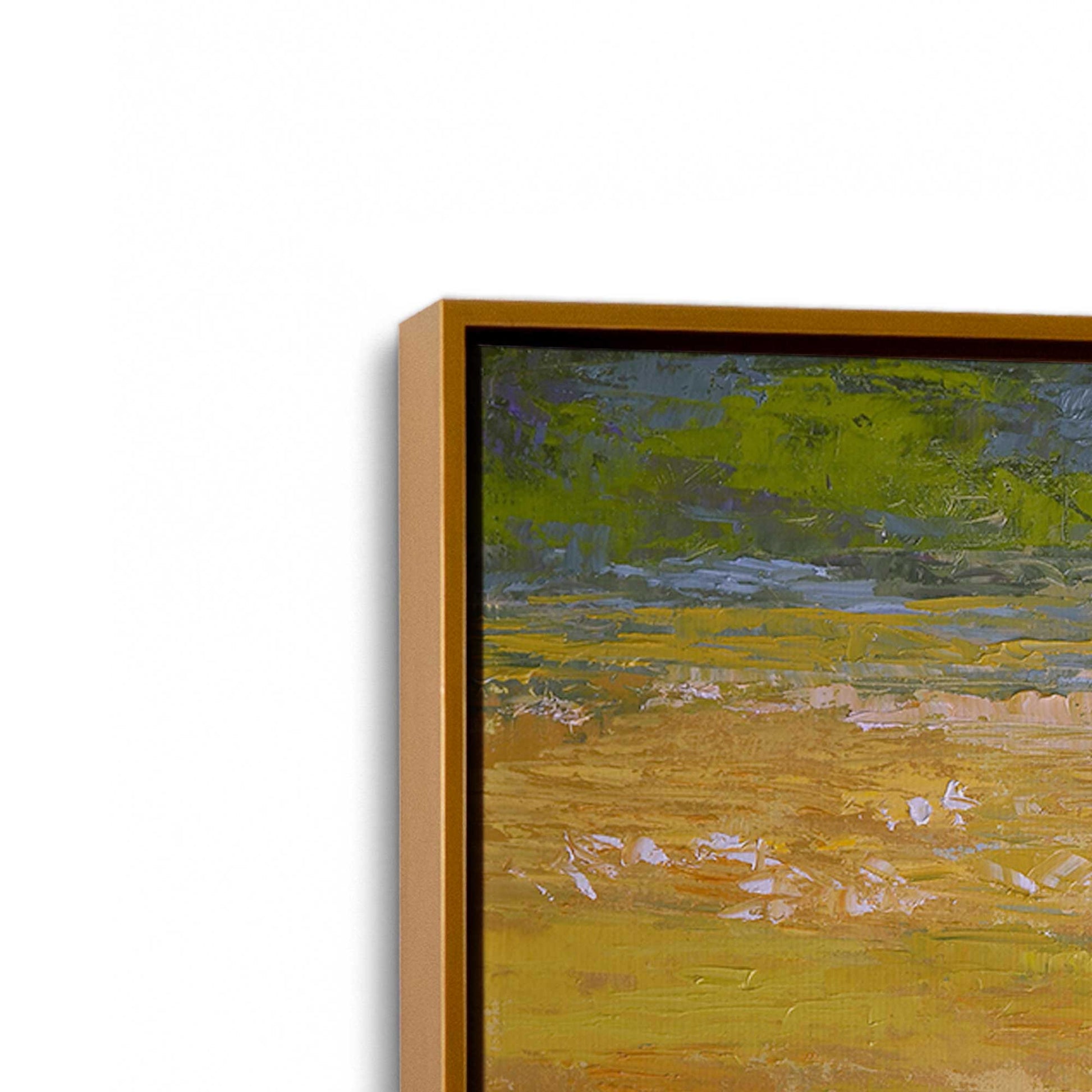 [Color:Polished Gold], Picture of art in a Polished Gold frame at an angle