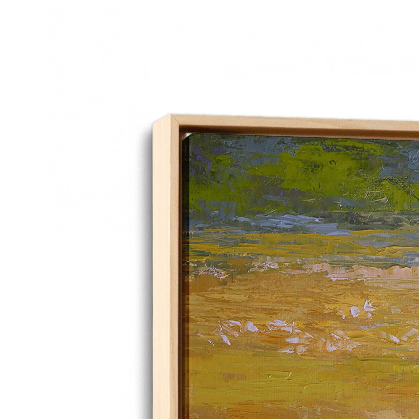 [Color:American Maple], Picture of art in a American Maple frame at an angle