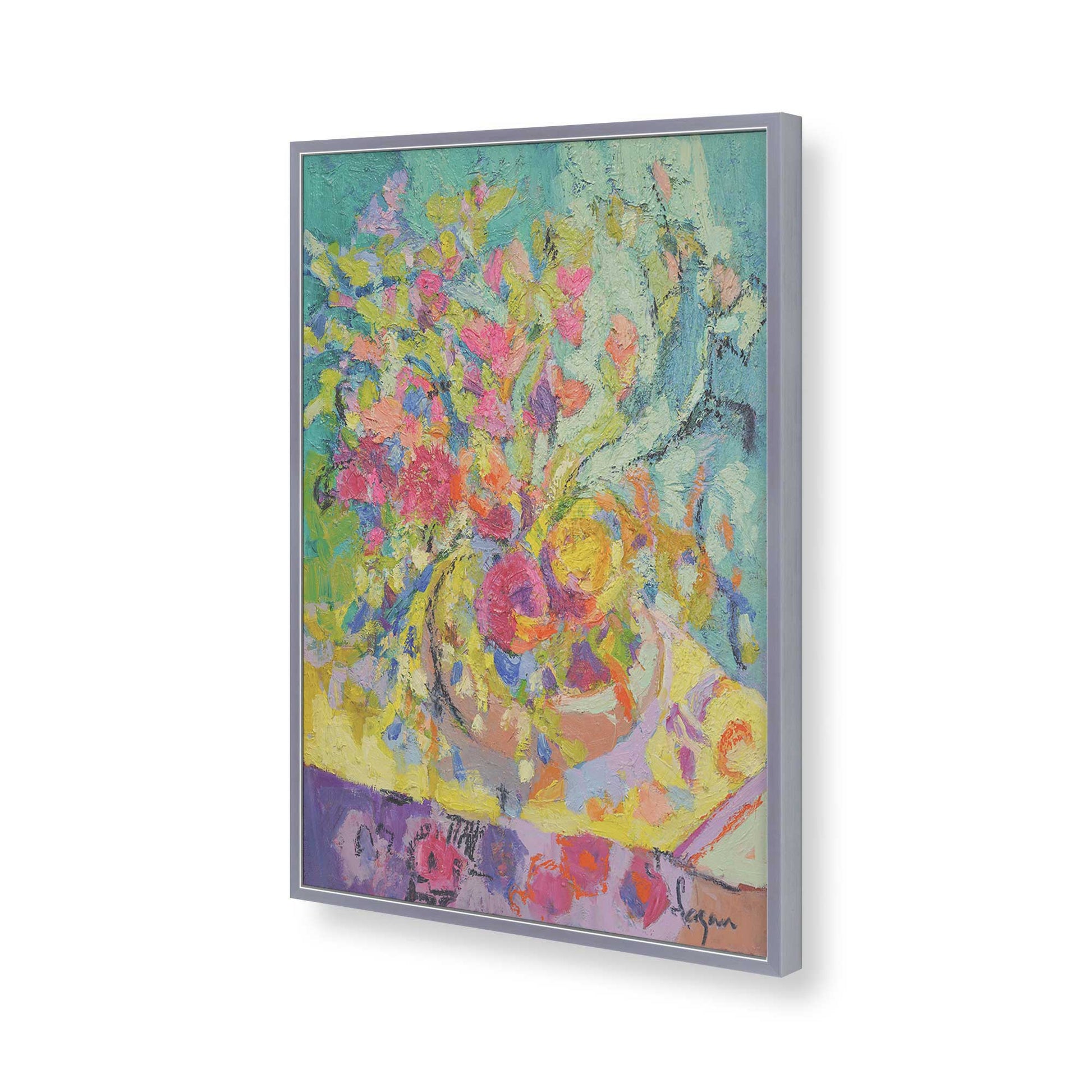 [Color:Polished Chrome], Picture of art in a Polished Chrome frame of the corner