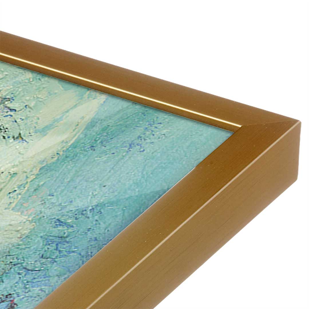 [Color:Polished Gold], Picture of art in a Polished Gold frame at an angle