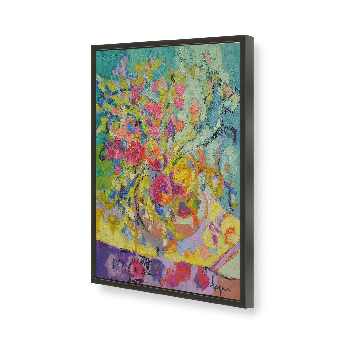 [Color:Satin Black], Picture of art in a Satin Black frame of the corner