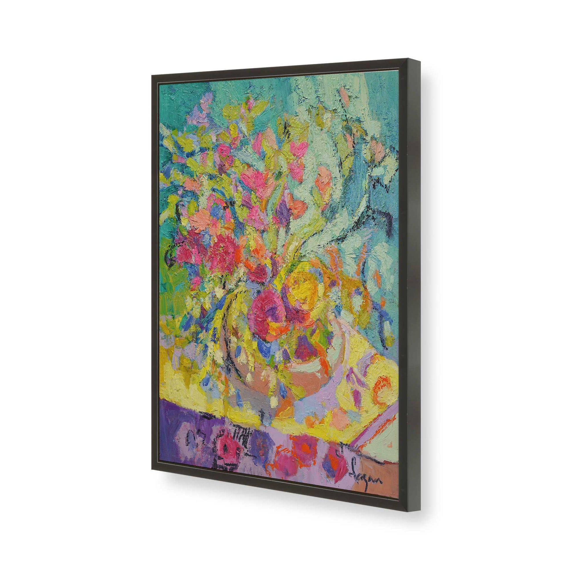 [Color:Satin Black], Picture of art in a Satin Black frame of the corner