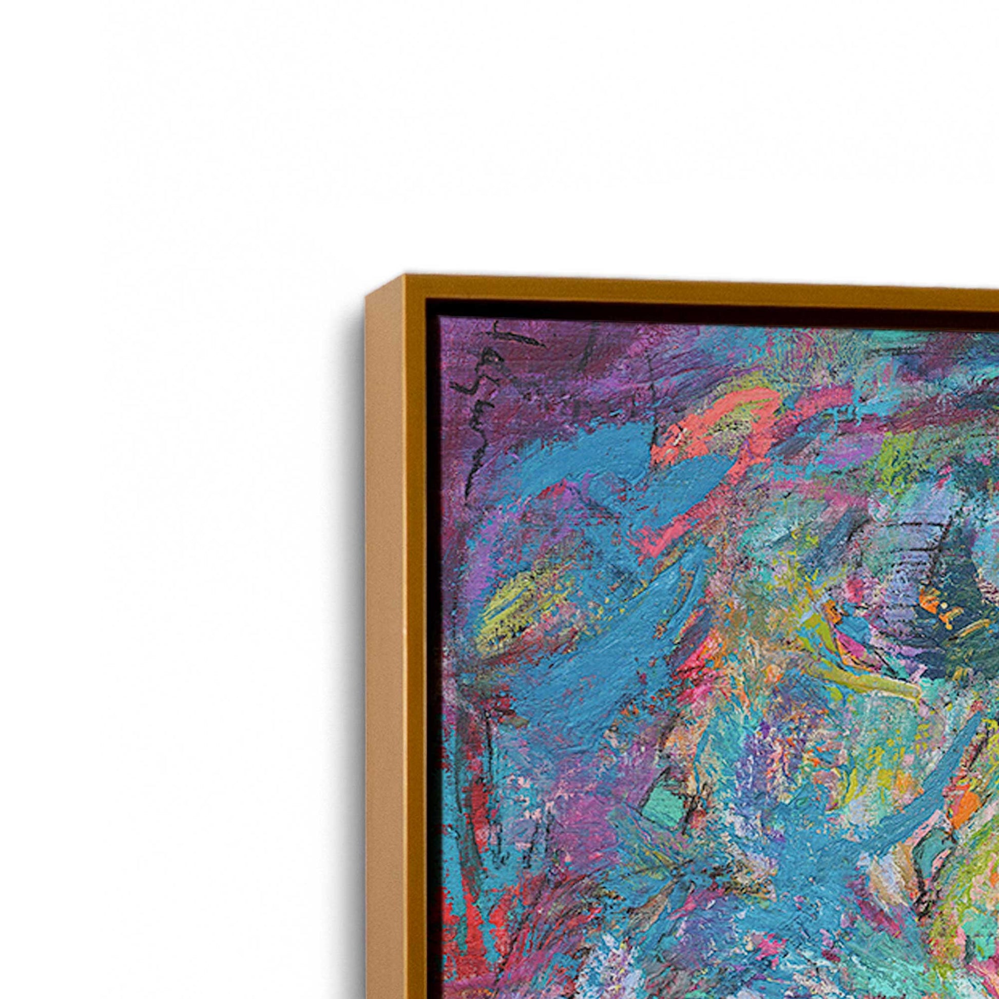 [Color:Polished Gold], Picture of art in a Polished Gold frame at an angle