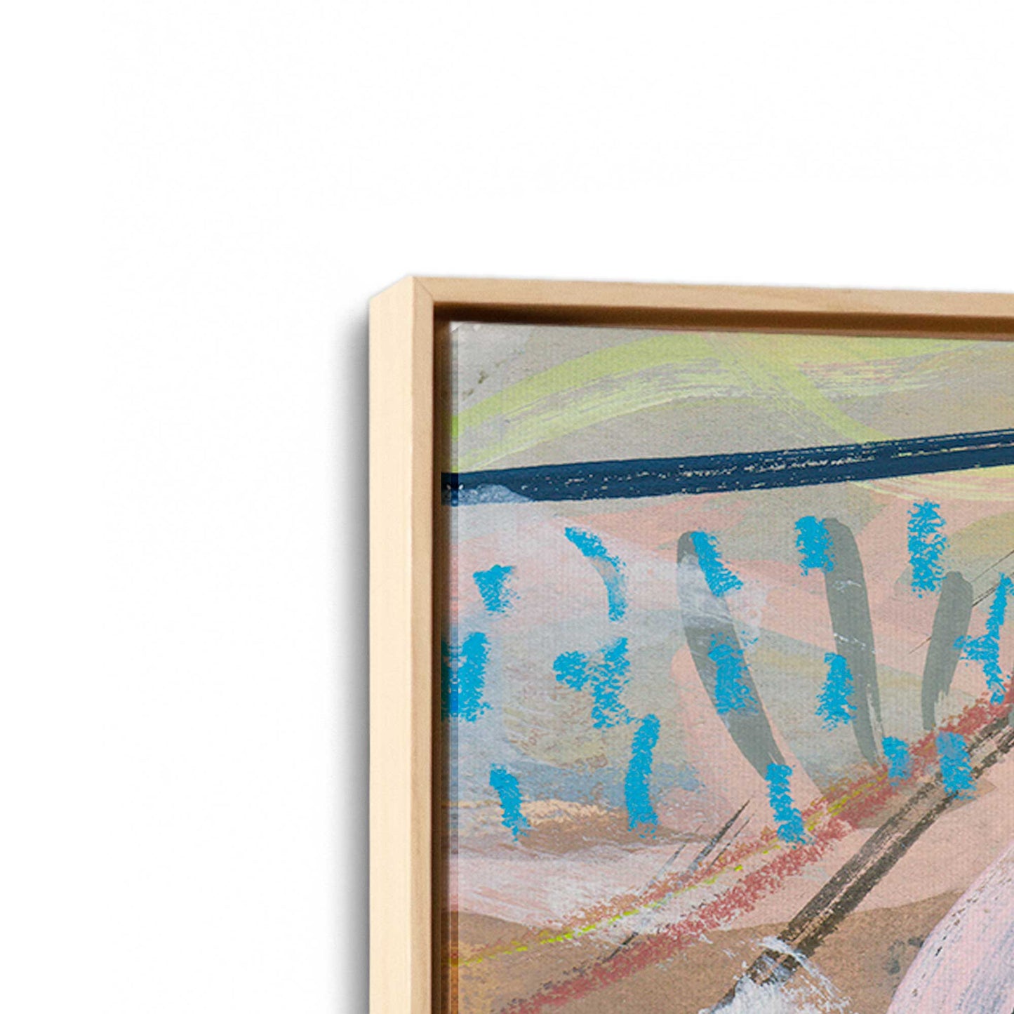 [Color:American Maple], Picture of art in a American Maple frame at an angle