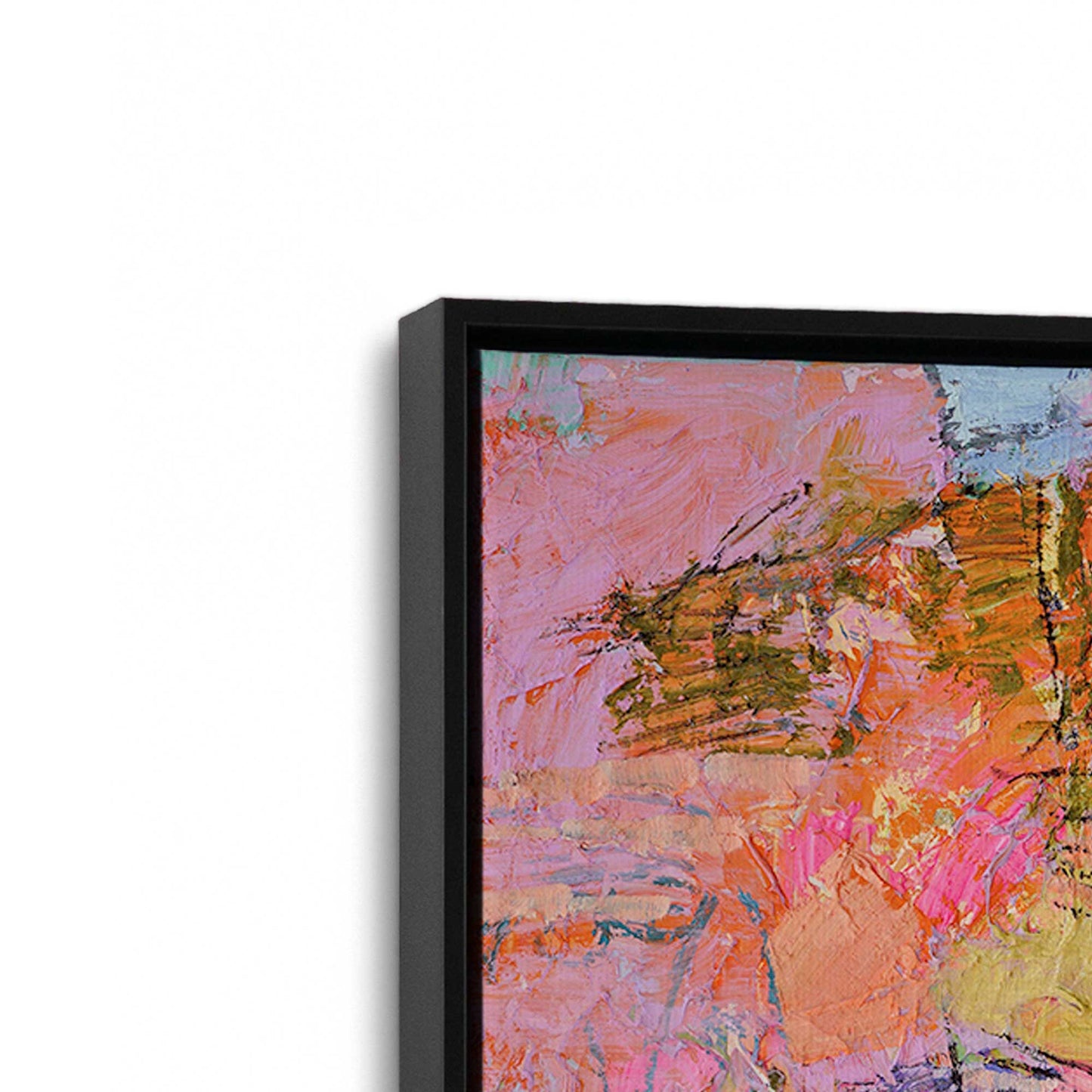 [Color:Satin Black], Picture of art in a Satin Black frame at an angle