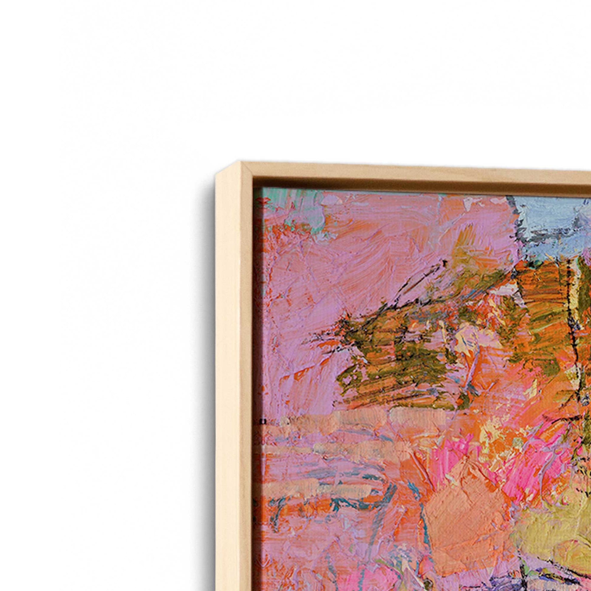 [Color:American Maple], Picture of art in a American Maple frame at an angle