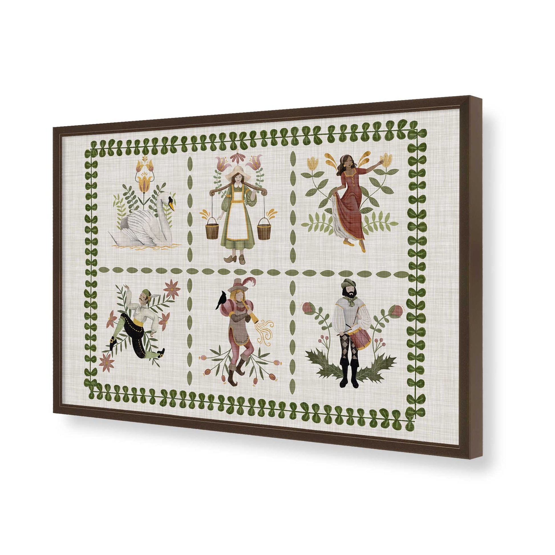 [Color:Brown], Picture of art in a Brown frame of the corner