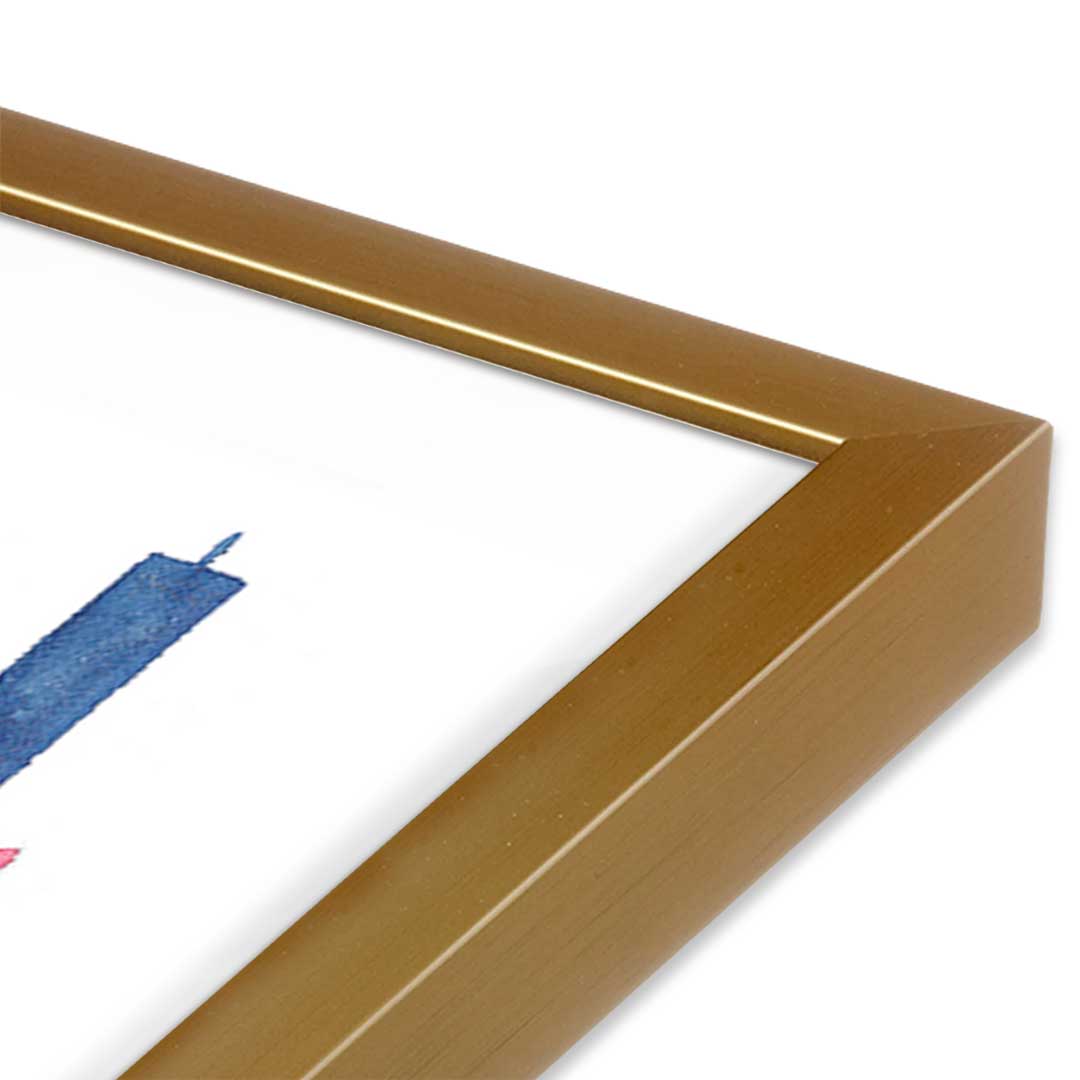 [Color:Polished Gold], Picture of art in a Polished Gold frame at an angle