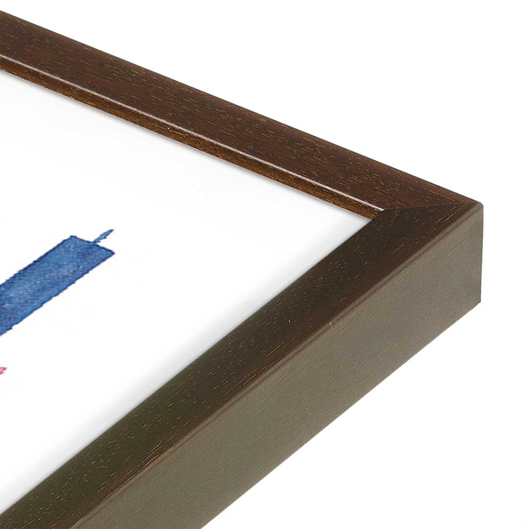 [Color:Espresso], Picture of art in a Espresso frame at an angle