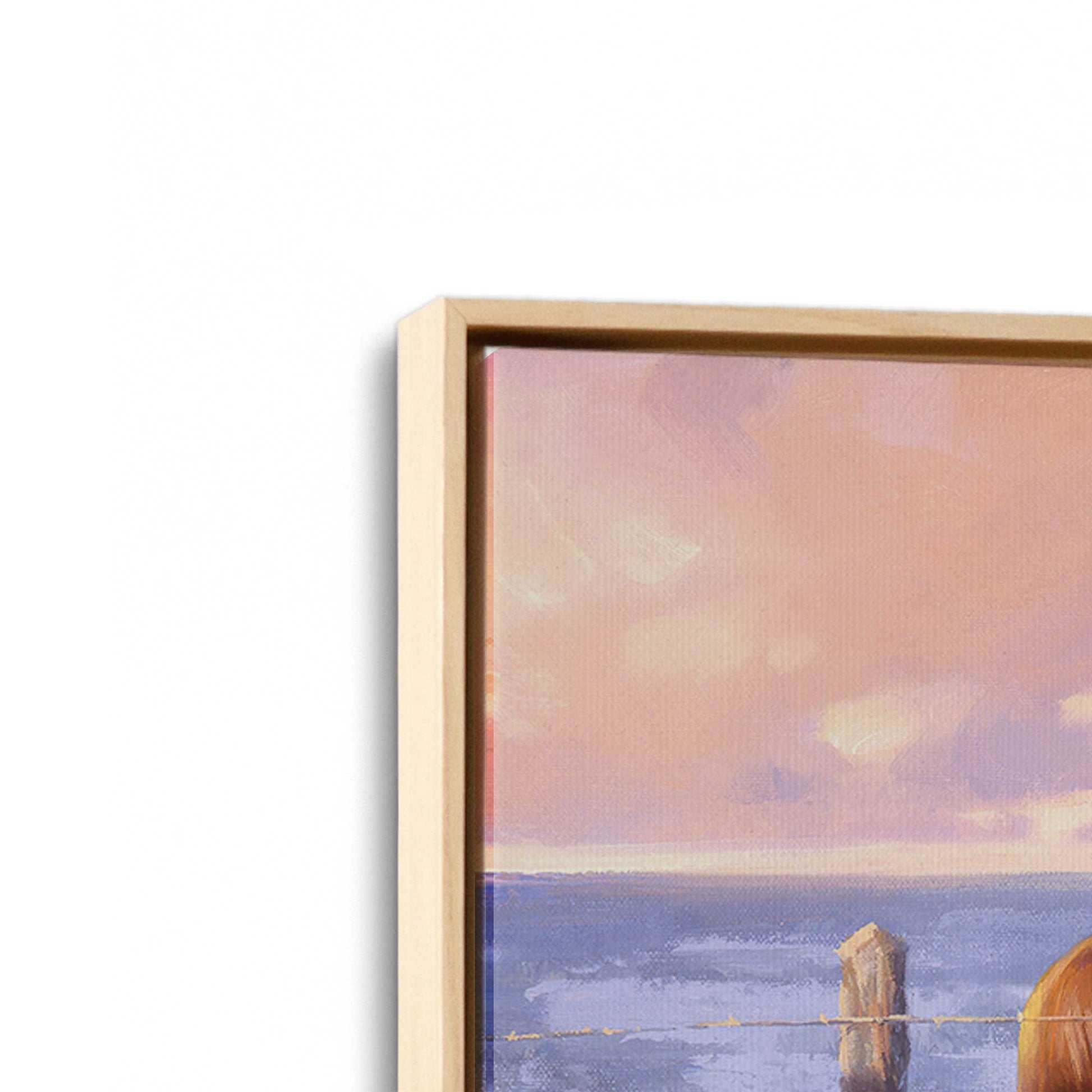 [Color:American Maple], Picture of art in a American Maple frame at an angle