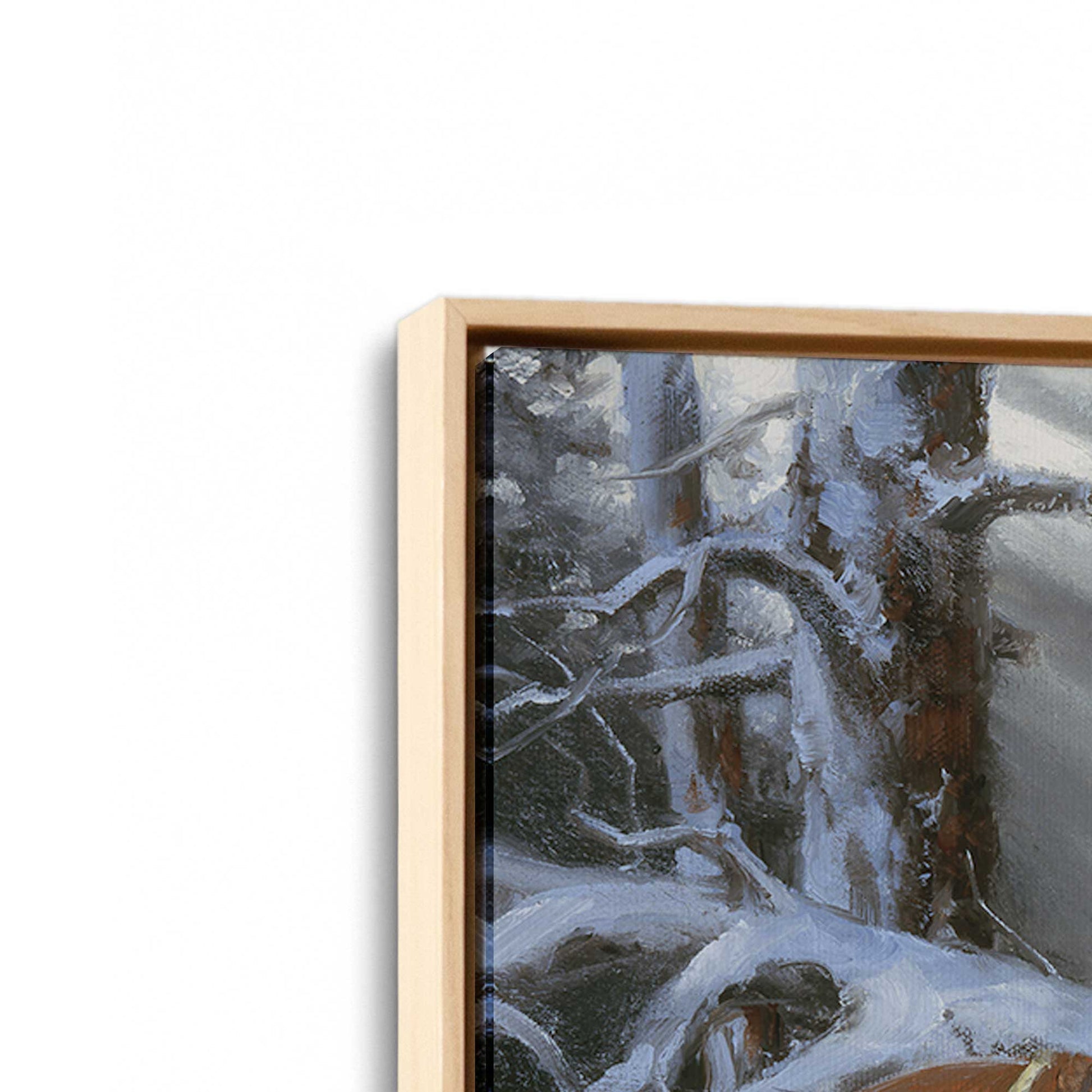 [Color:American Maple], Picture of art in a American Maple frame at an angle