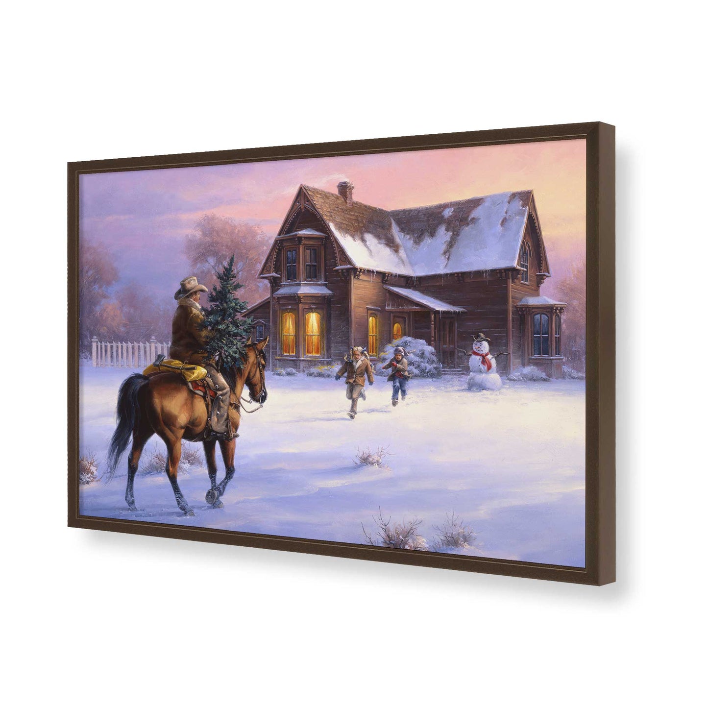 [Color:Brown], Picture of art in a Brown frame of the corner