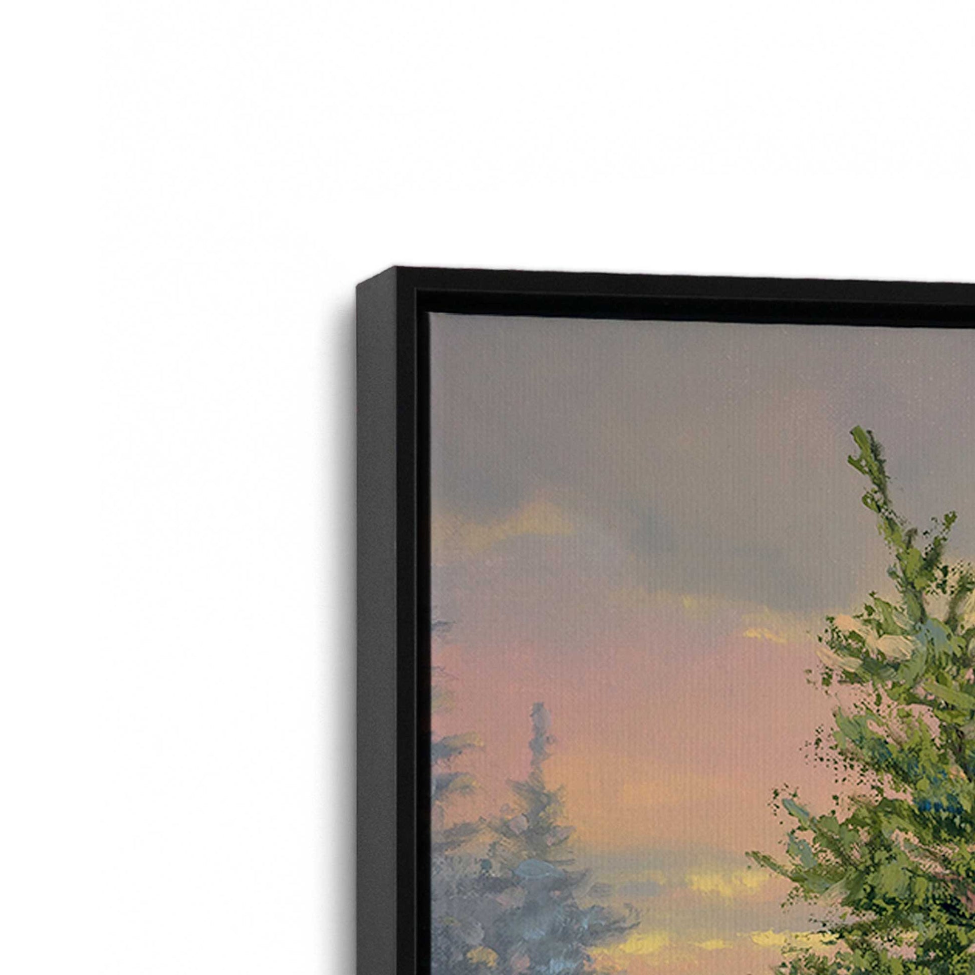 [Color:Satin Black], Picture of art in a Satin Black frame at an angle