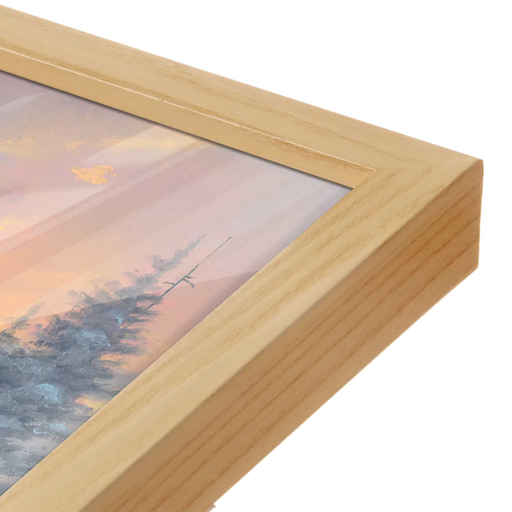 [Color:American Maple], Picture of art in a American Maple frame at an angle