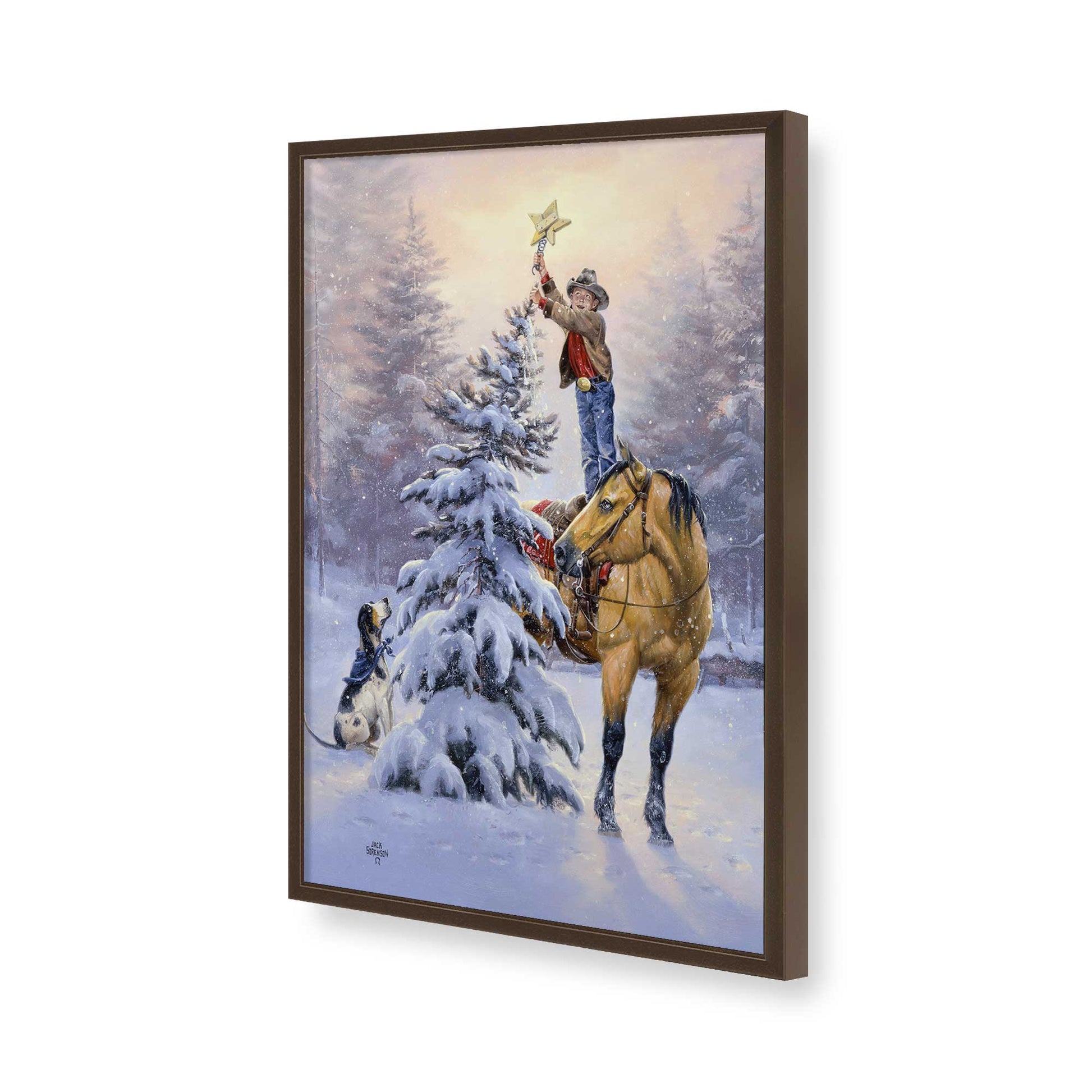 [Color:Brown], Picture of art in a Brown frame of the corner