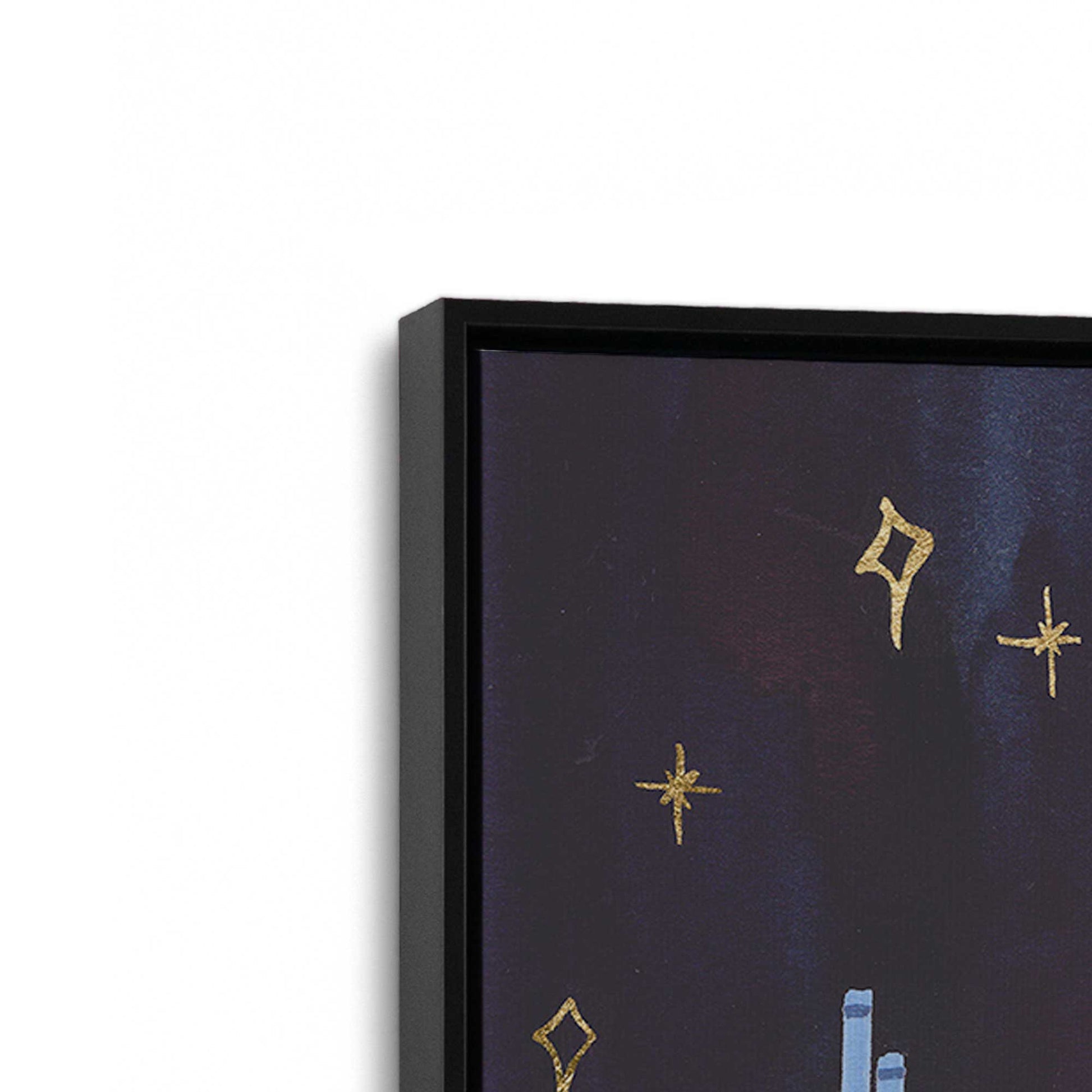 [Color:Satin Black], Picture of art in a Satin Black frame at an angle