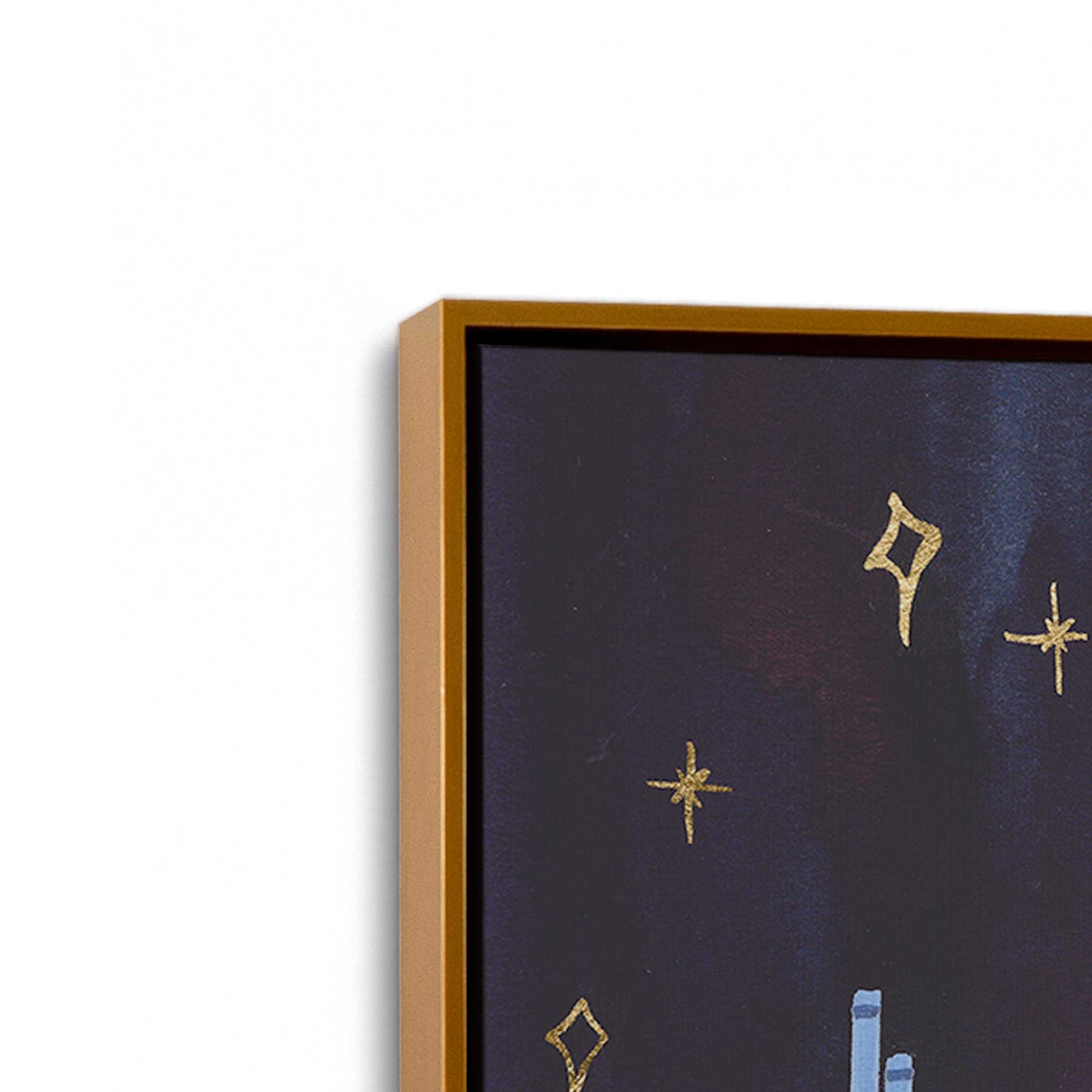 [Color:Polished Gold], Picture of art in a Polished Gold frame at an angle