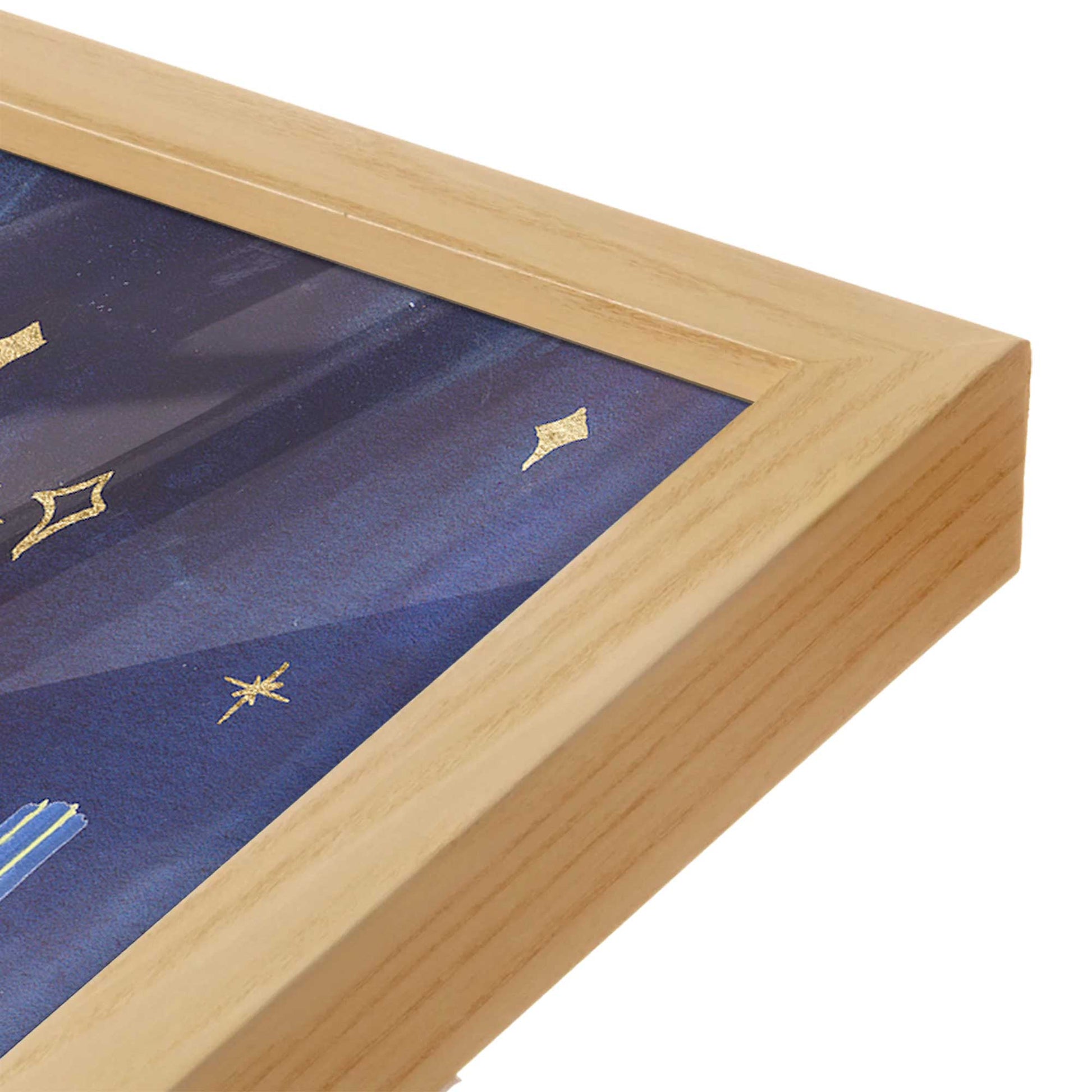 [Color:American Maple], Picture of art in a American Maple frame at an angle