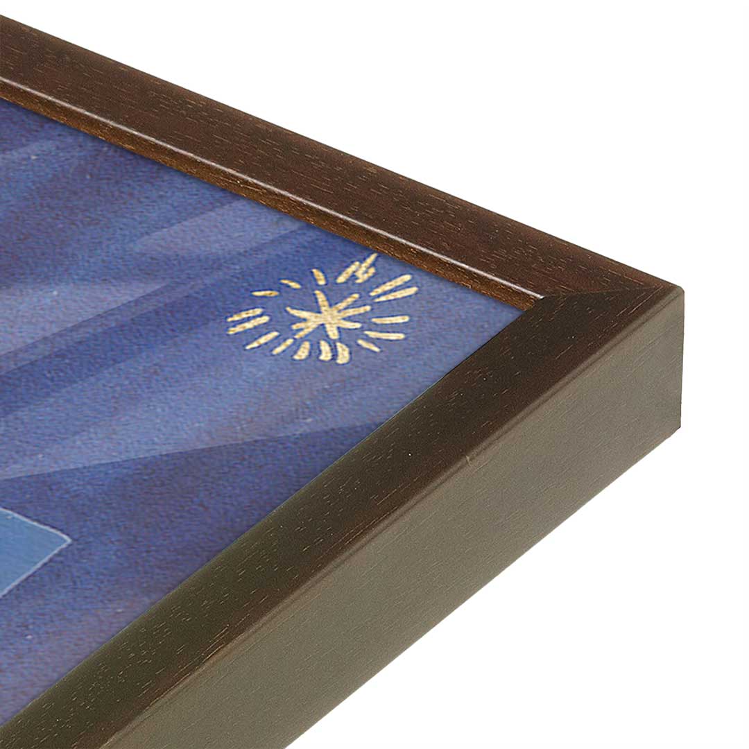 [Color:Brown], Picture of art in a Brown frame at an angle