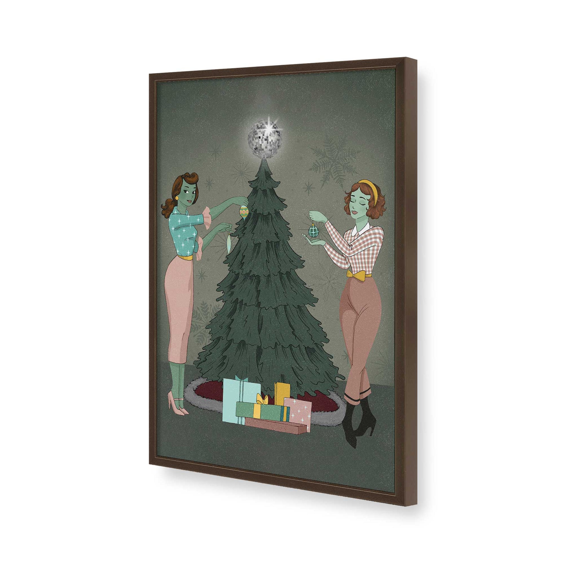 [Color:Brown], Picture of art in a Brown frame of the corner