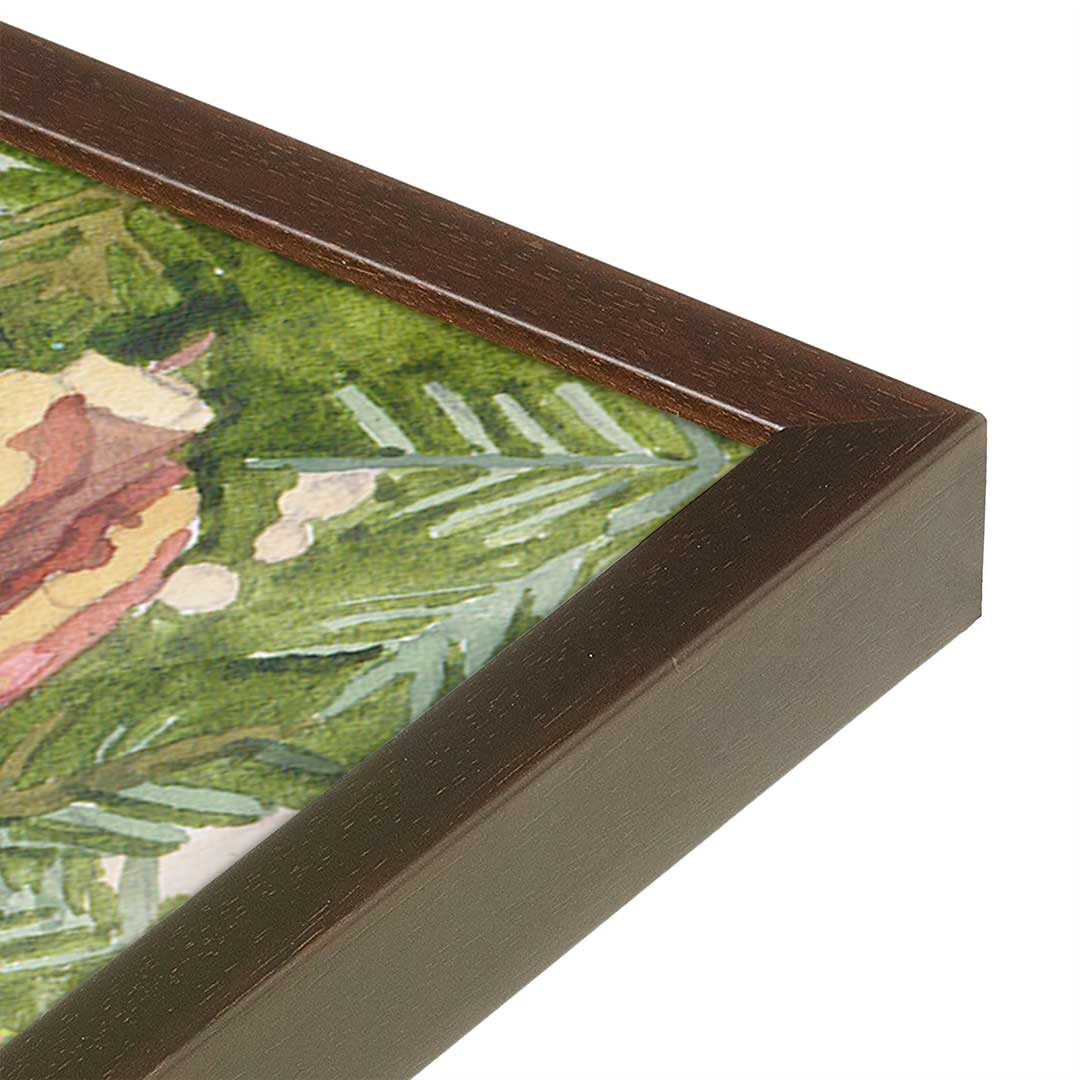 [Color:Brown], Picture of art in a Brown frame at an angle