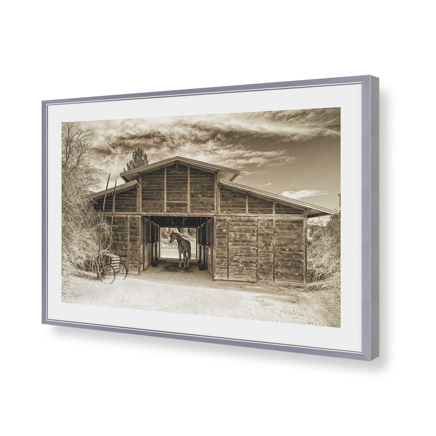 [Color:Polished Chrome], Picture of art in a Polished Chrome frame of the corner