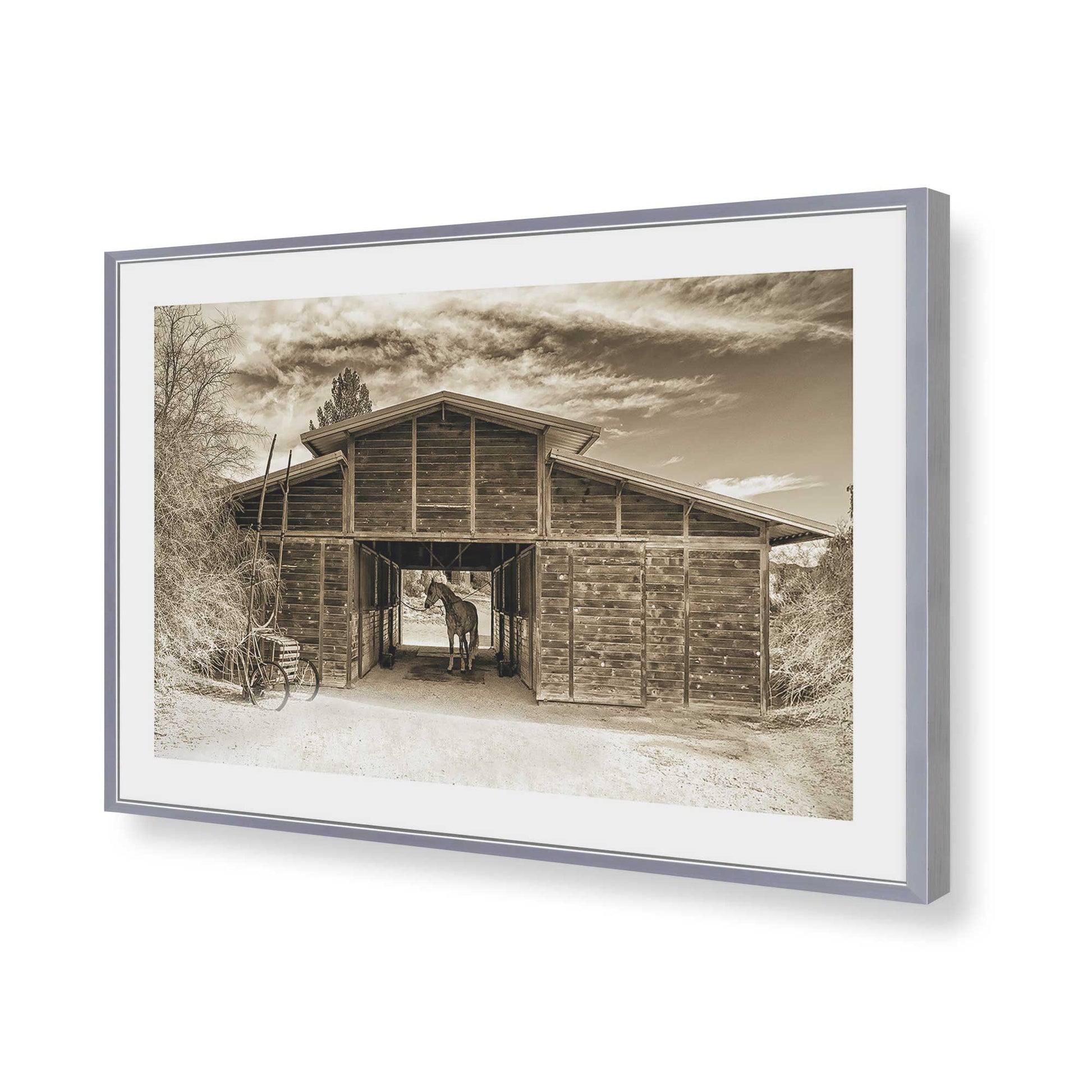 [Color:Polished Chrome], Picture of art in a Polished Chrome frame of the corner