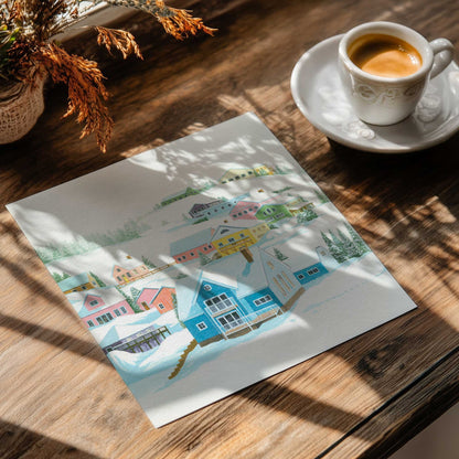 Colorful Winter Town I Paper Print