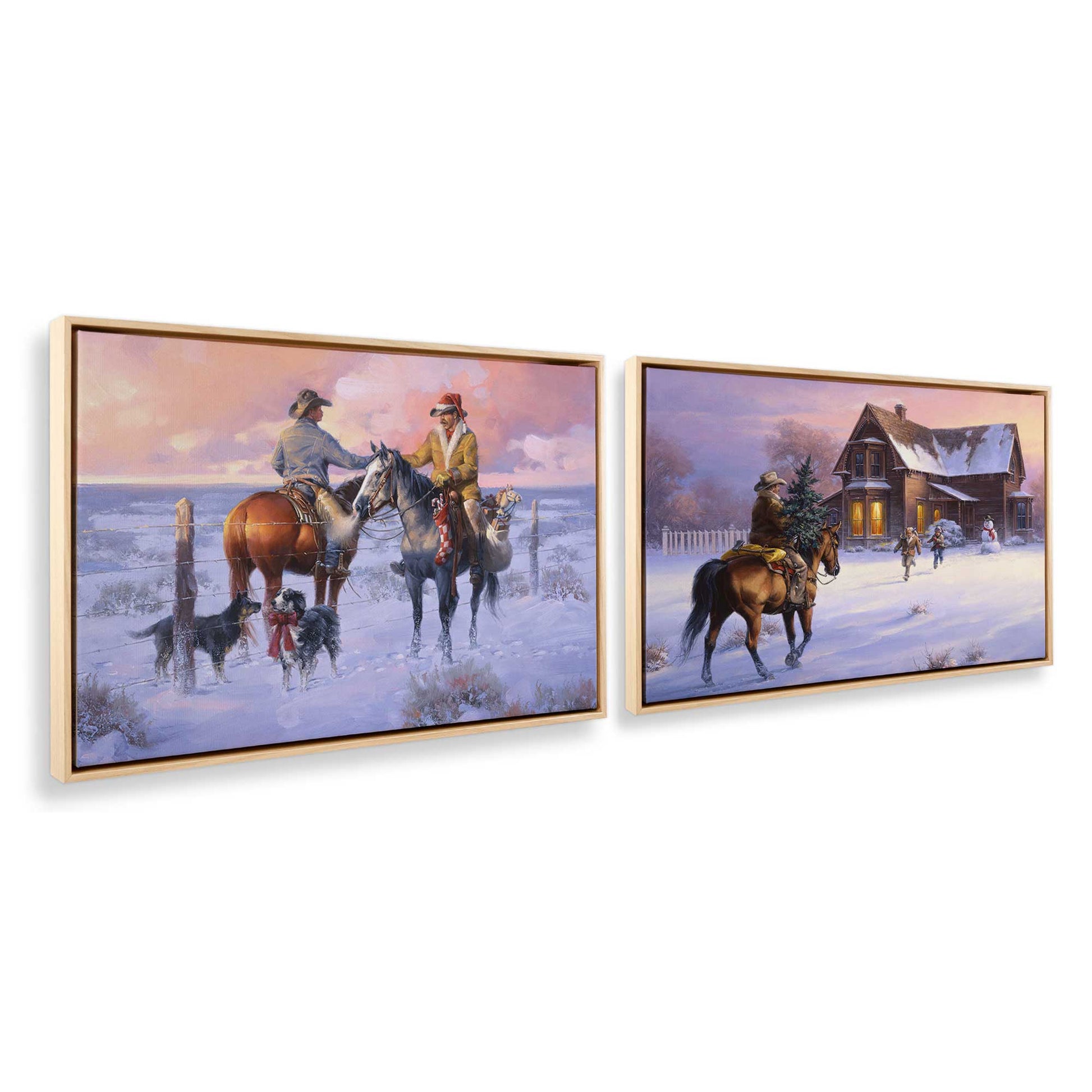 [Color:American Maple], Picture of art in a American Maple frame at an angle