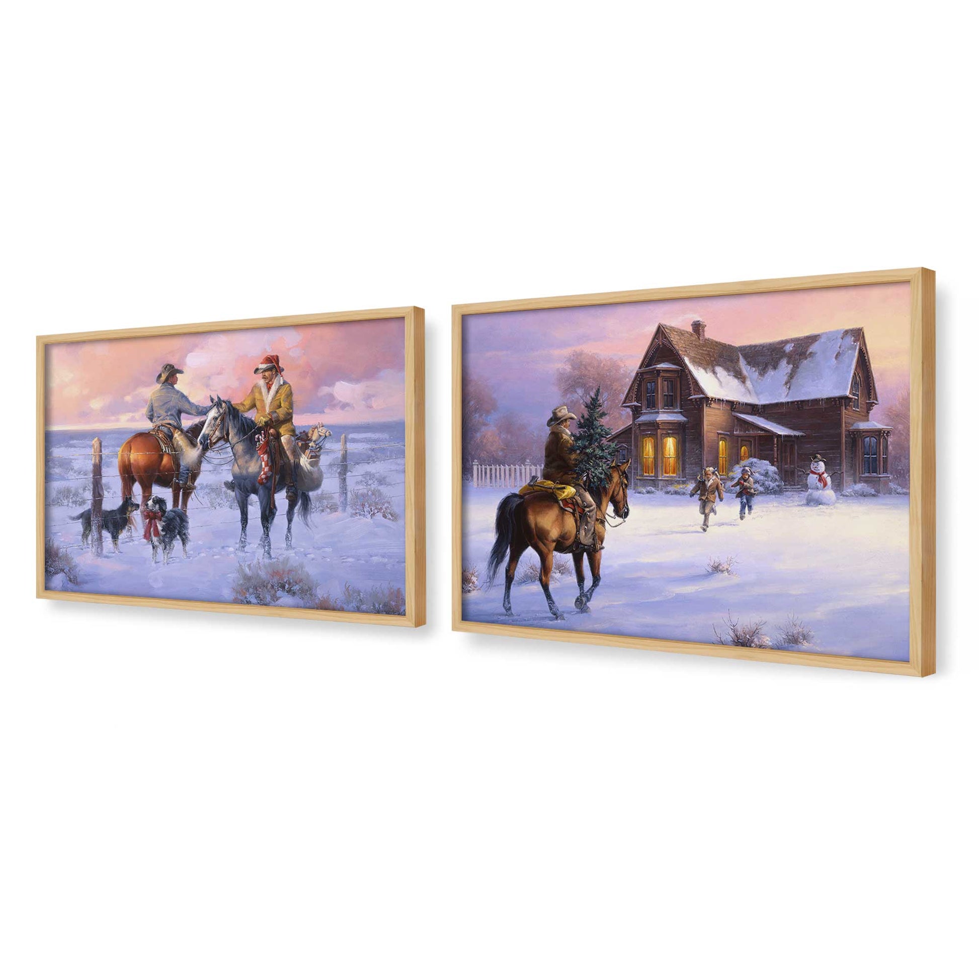 [Color:American Maple], Picture of art in a American Maple frame at an angle