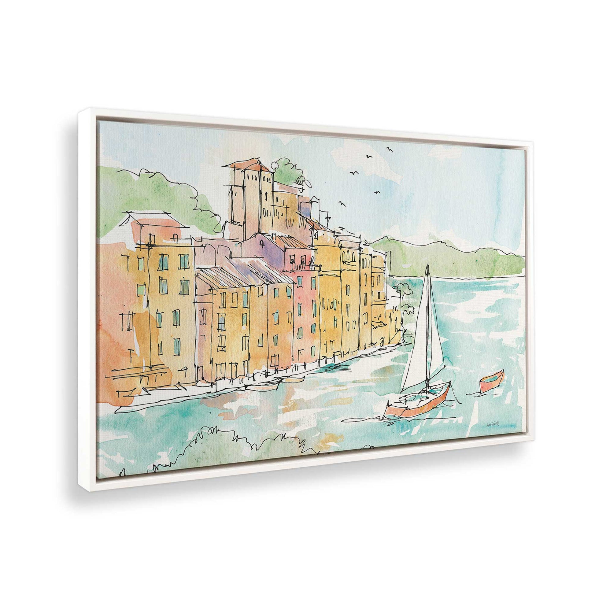 [Color:Opaque White], Picture of art in a White frame at an angle