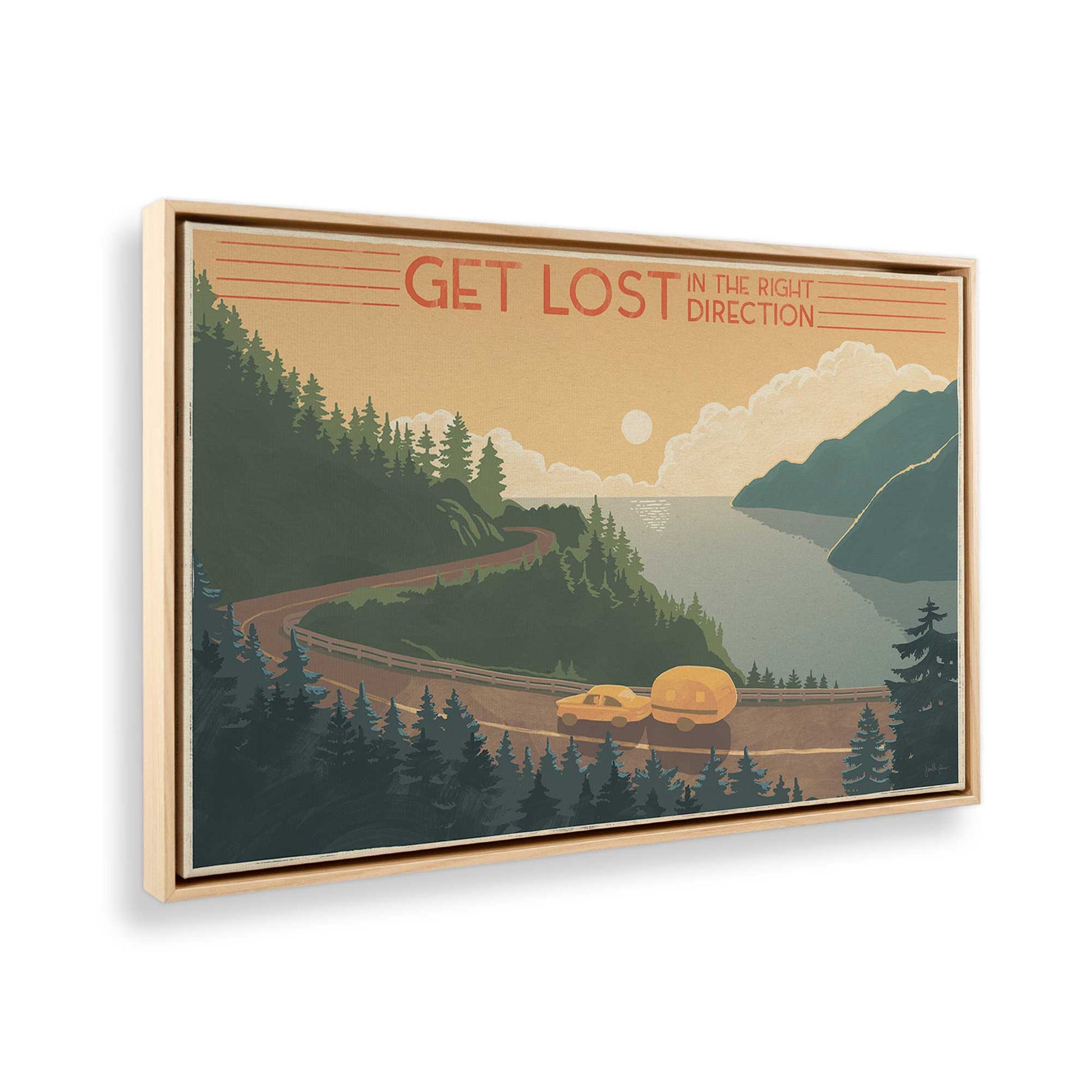 [Color:American Maple], Picture of art in a American Maple frame at an angle