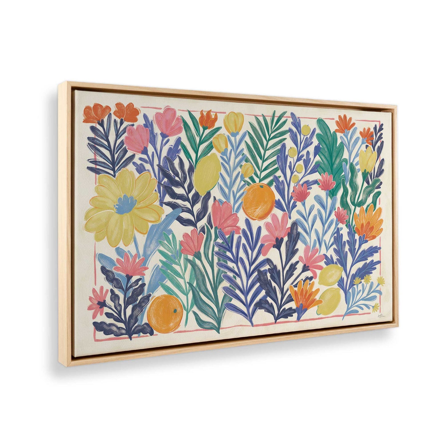 [Color:American Maple], Picture of art in a American Maple frame at an angle