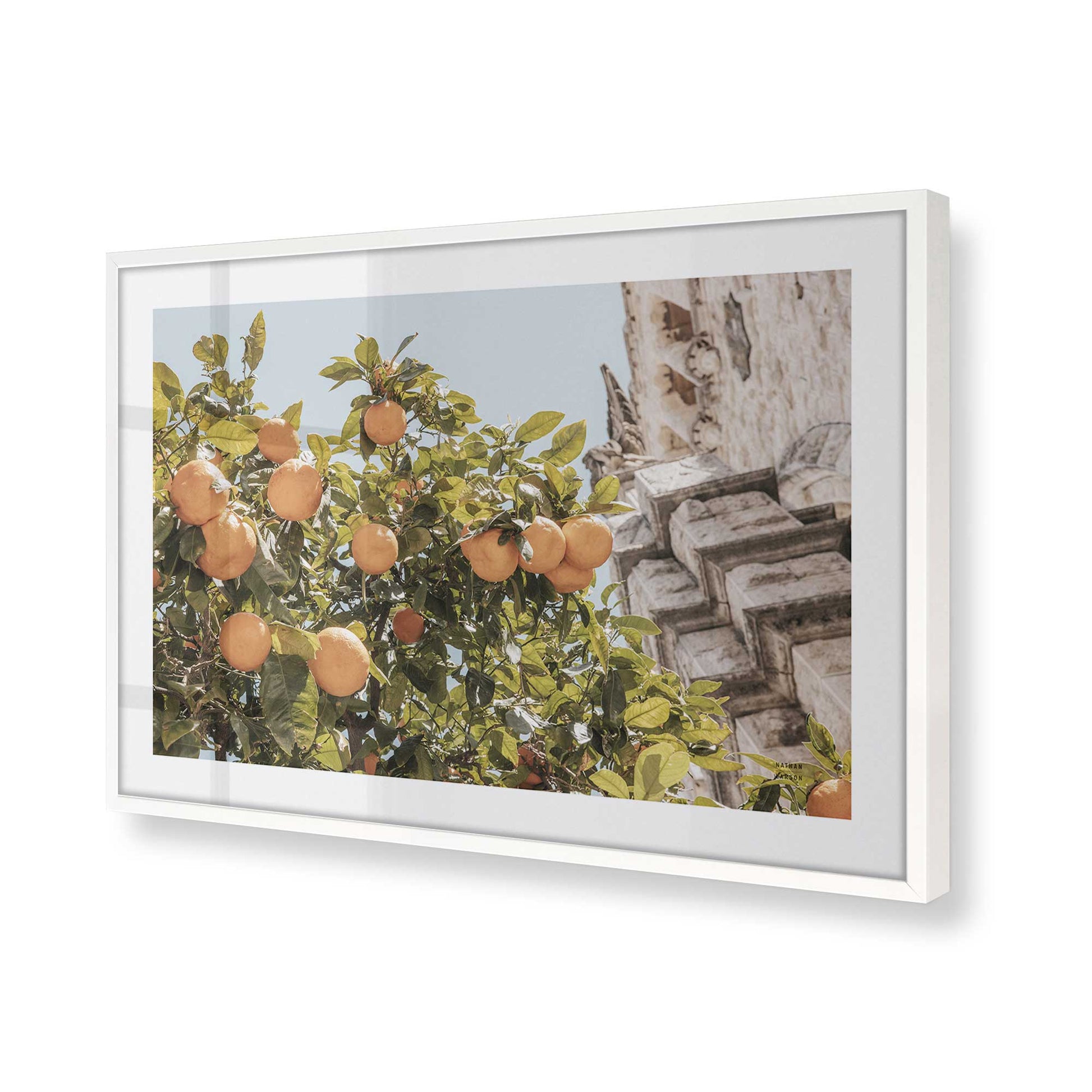 [Color:Opaque White], Picture of art in a Opaque White frame at an angle