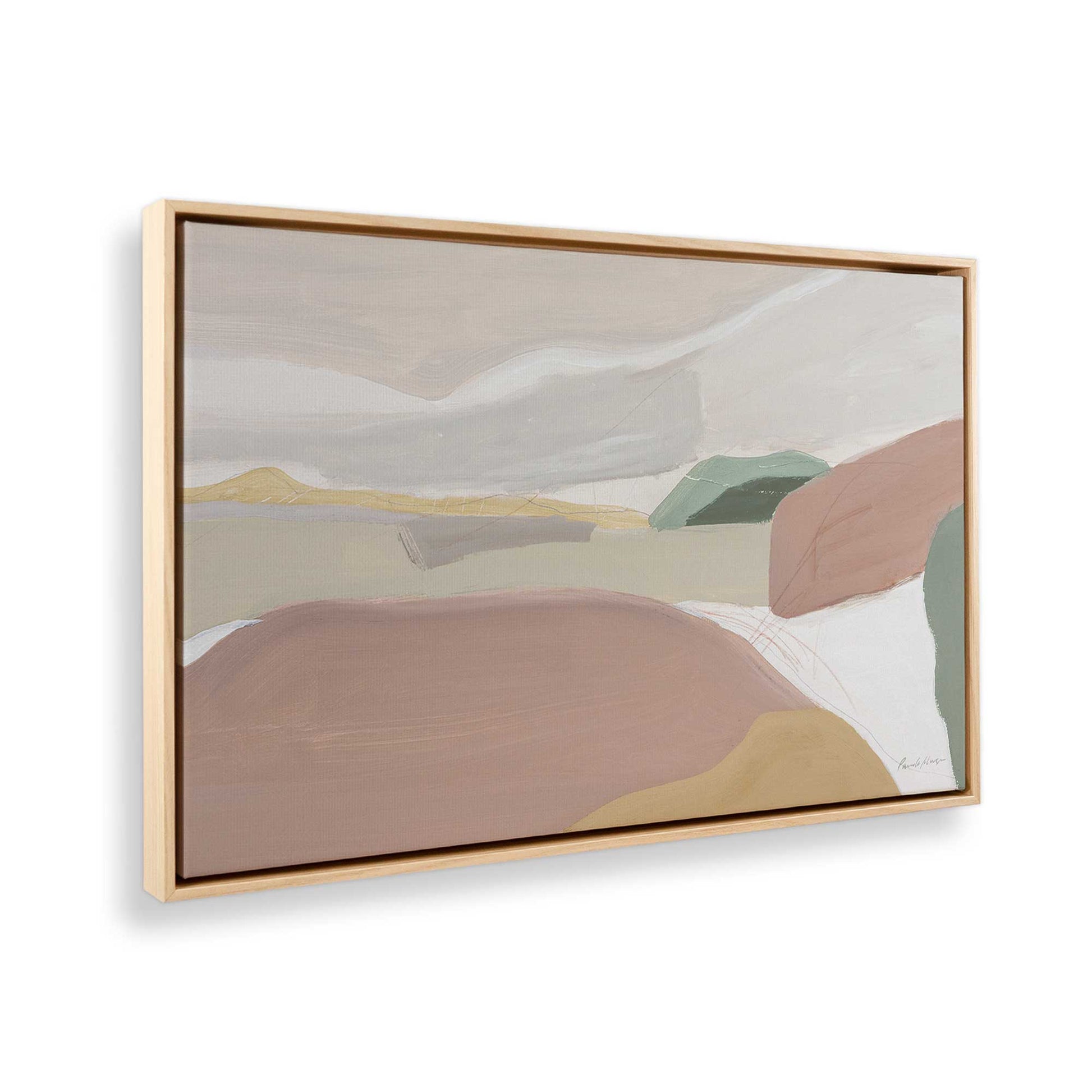 [Color:American Maple], Picture of art in a American Maple frame at an angle