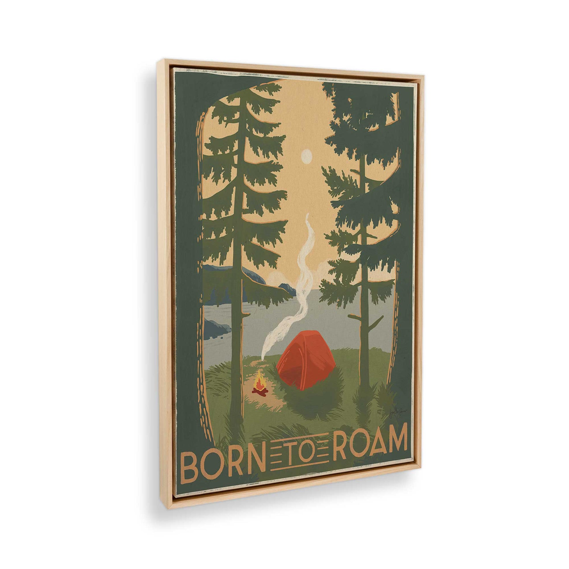 [Color:American Maple], Picture of art in a American Maple frame at an angle