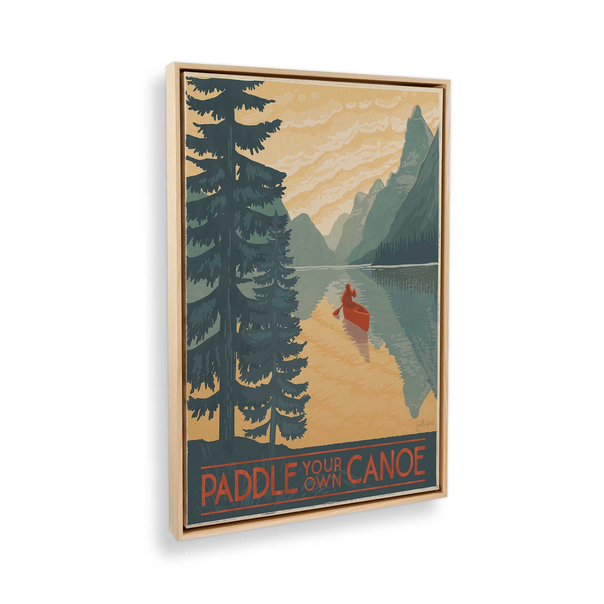 [Color:American Maple], Picture of art in a American Maple frame at an angle